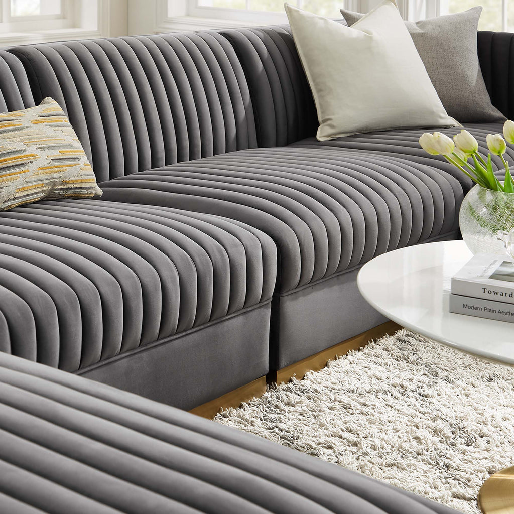 Sanguine 6-Piece Channel Tufted Performance Velvet Modular Sectional sofá