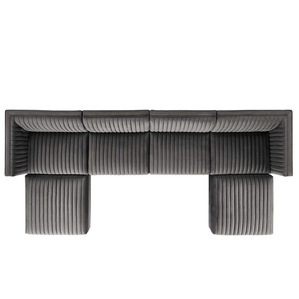 Sanguine 6-Piece Channel Tufted Performance Velvet Modular Sectional sofá