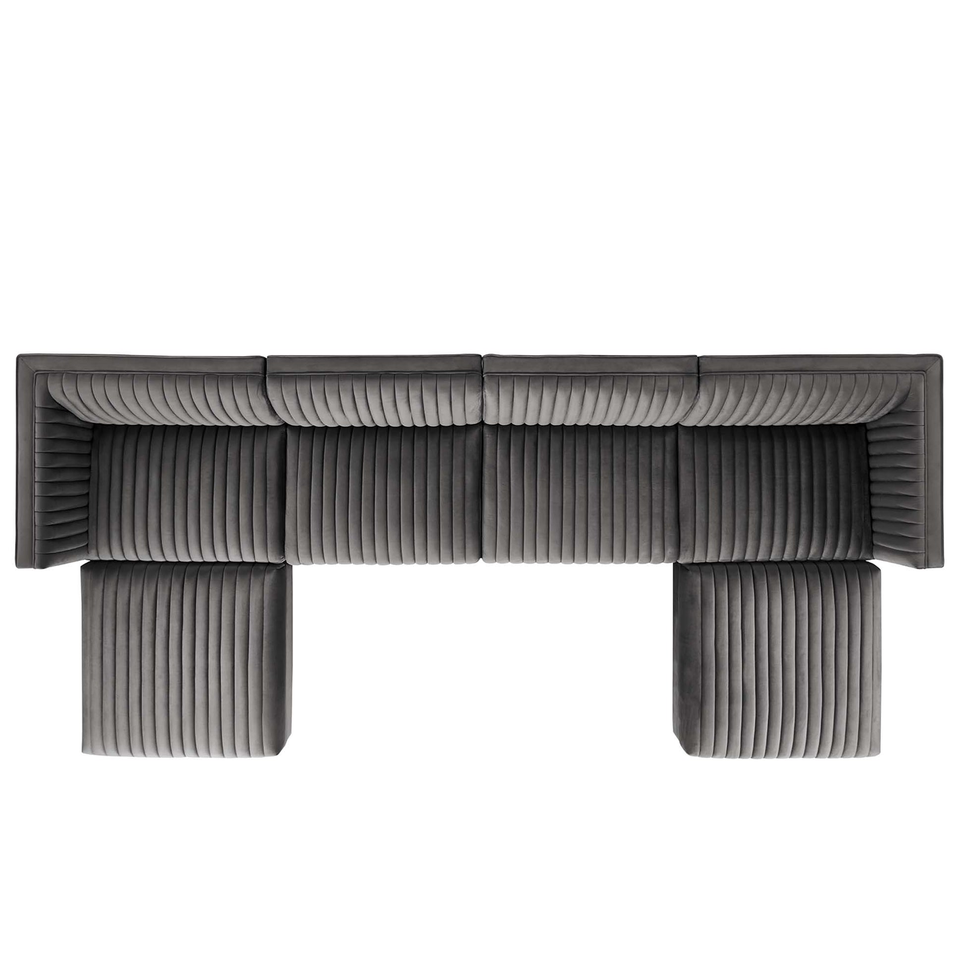 Sanguine 6-Piece Channel Tufted Performance Velvet Modular Sectional sofá