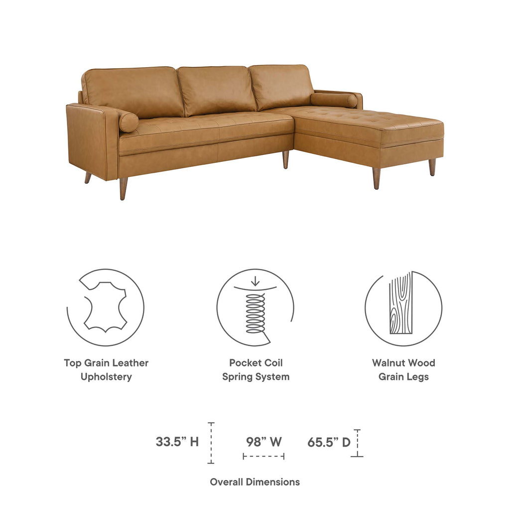 Valour 98" Leather Sectional sofá