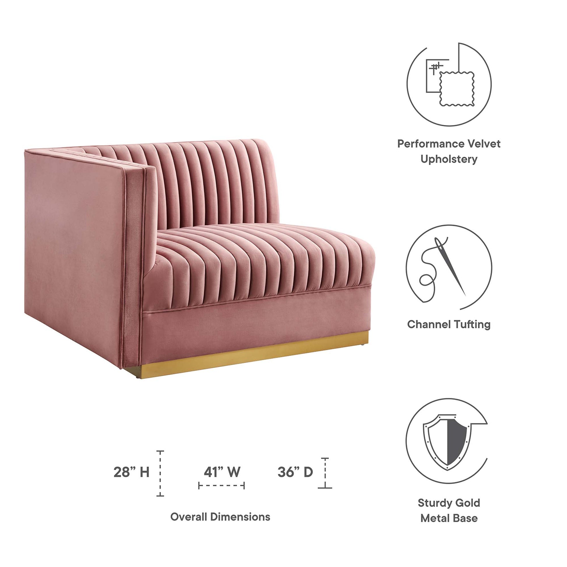 Sanguine Channel Tufted Performance Velvet Modular Sectional sofá Left-Arm silla