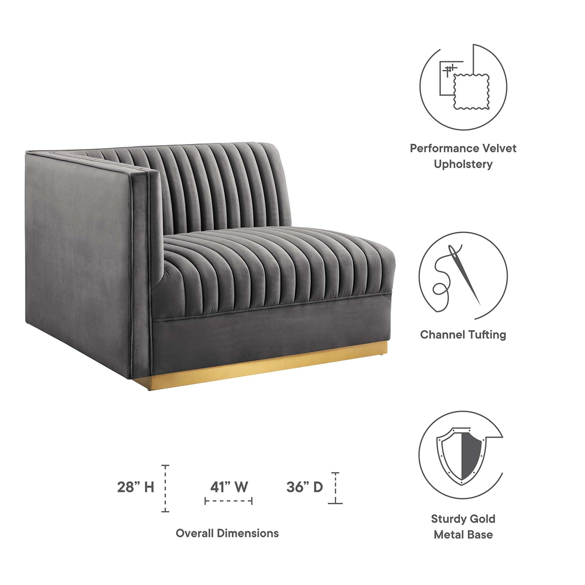 Sanguine Channel Tufted Performance Velvet Modular Sectional sofá Left-Arm silla