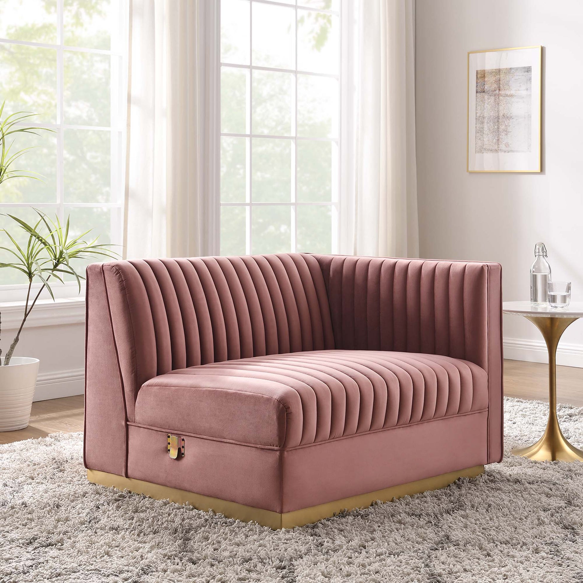 Sanguine Channel Tufted Performance Velvet Modular Sectional sofá Right-Arm silla