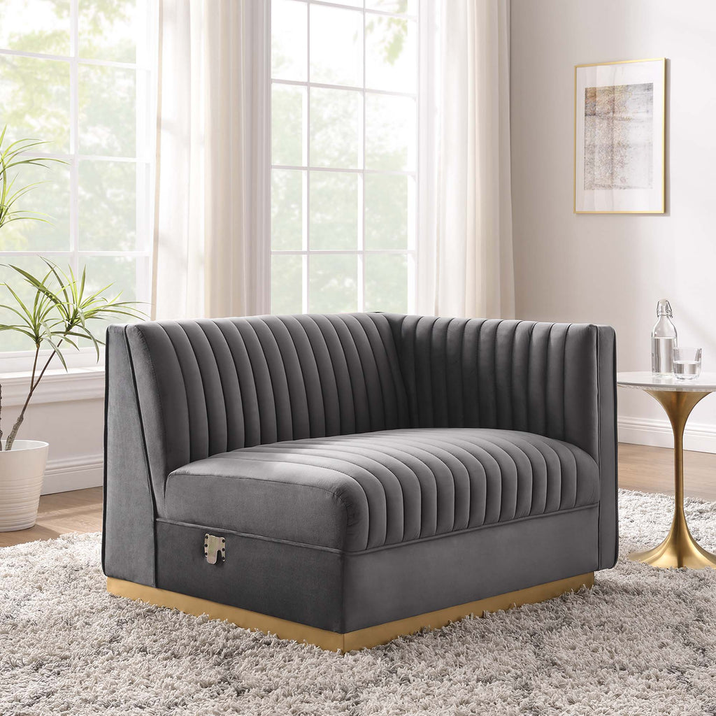 Sanguine Channel Tufted Performance Velvet Modular Sectional sofá Right-Arm silla