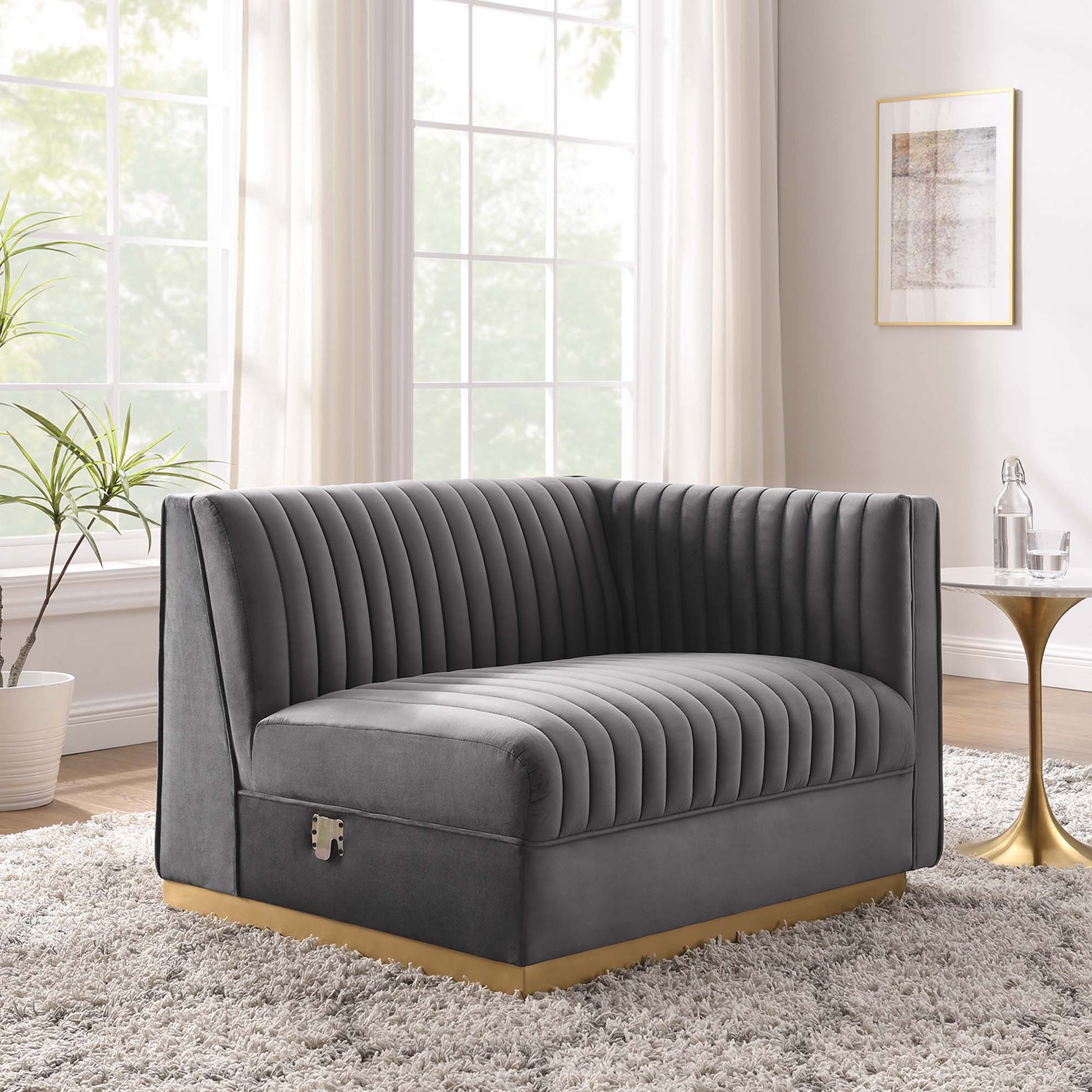 Sanguine Channel Tufted Performance Velvet Modular Sectional sofá Right-Arm silla