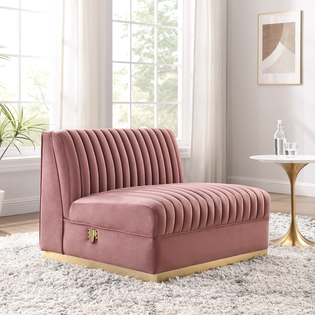 Sanguine Channel Tufted Performance Velvet Modular Sectional sofá Armless silla