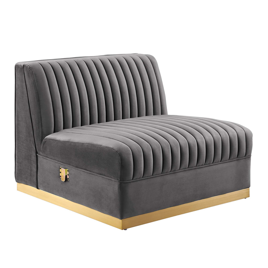 Sanguine Channel Tufted Performance Velvet Modular Sectional sofá Armless silla