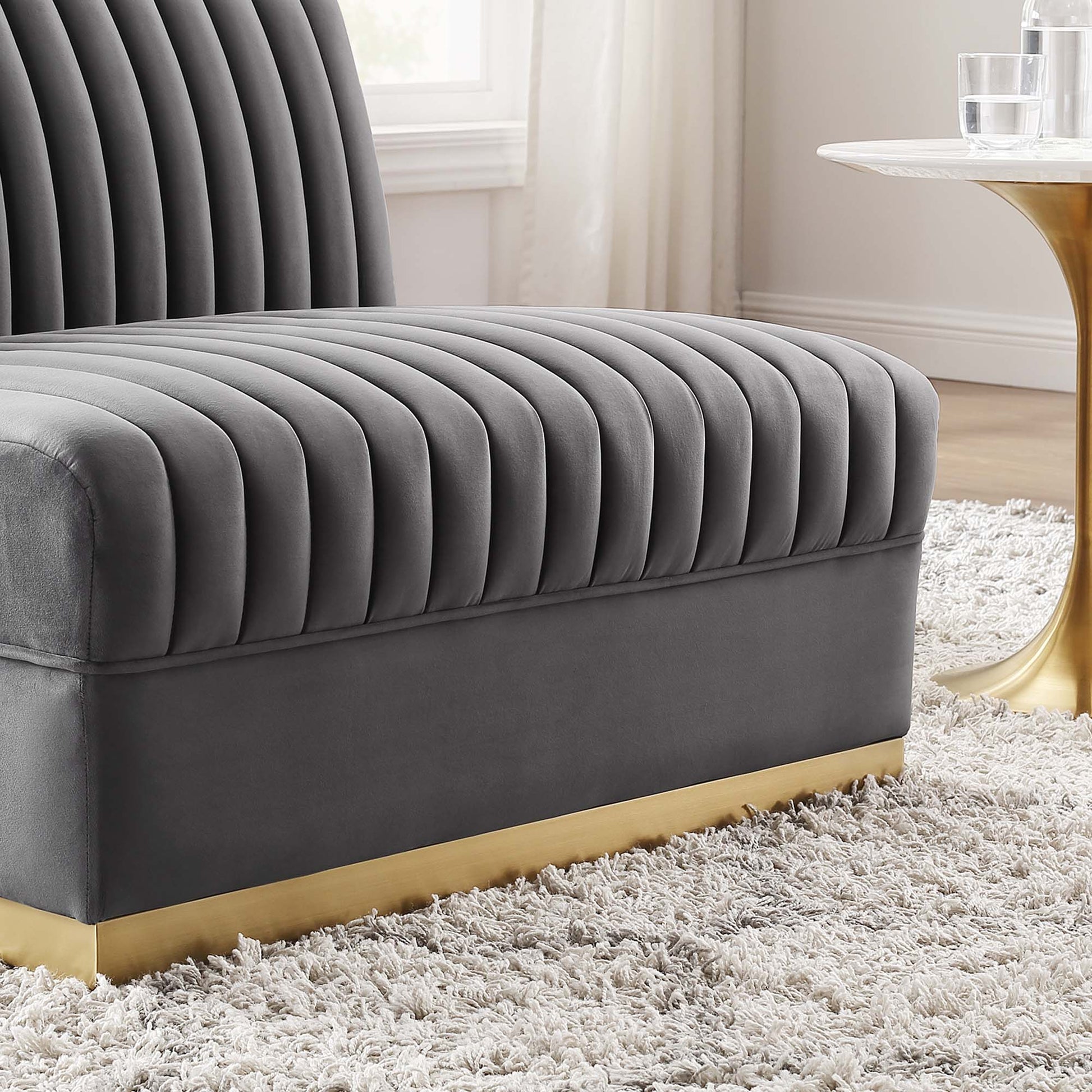 Sanguine Channel Tufted Performance Velvet Modular Sectional sofá Armless silla
