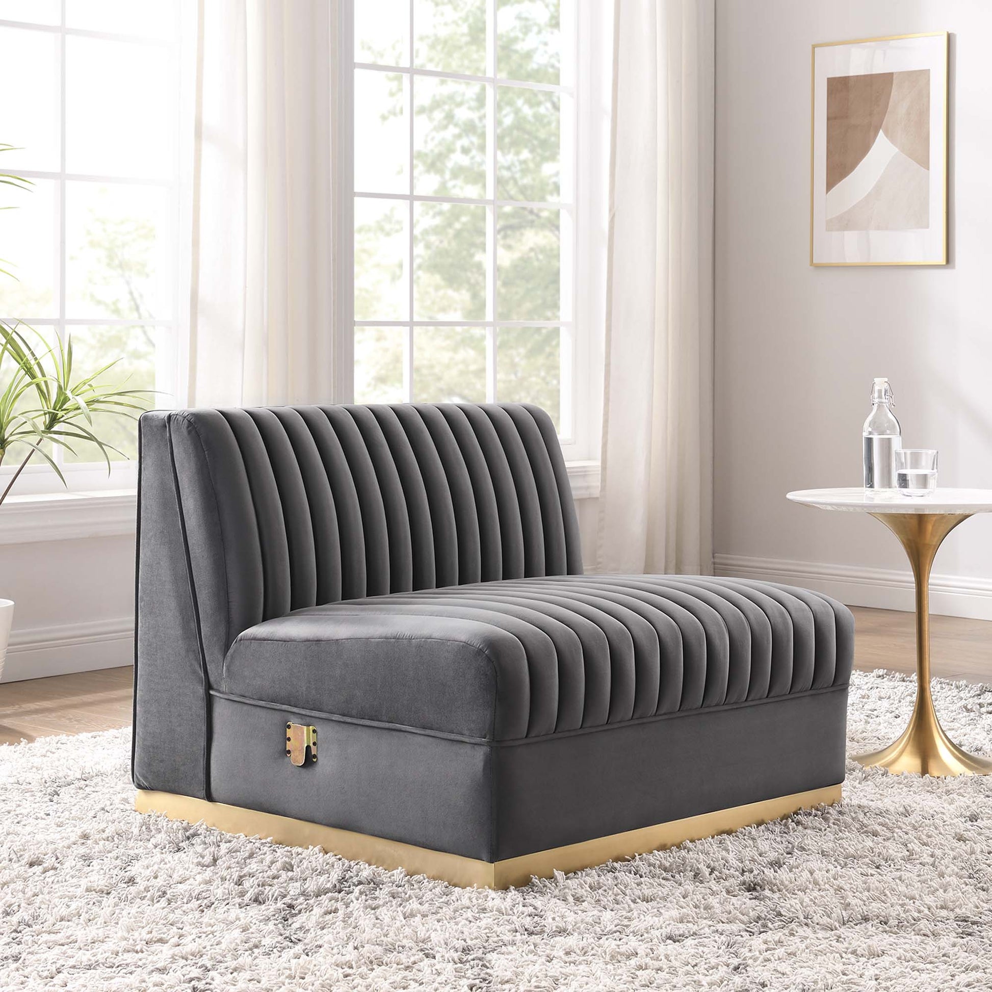 Sanguine Channel Tufted Performance Velvet Modular Sectional sofá Armless silla