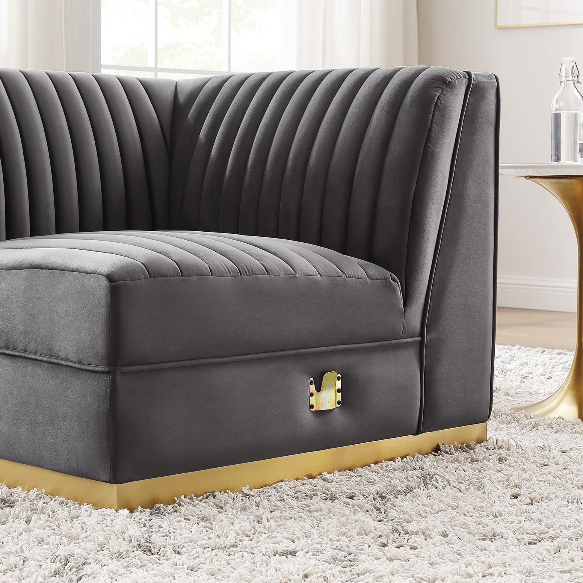 Sanguine Channel Tufted Performance Velvet Modular Sectional sofá Right Corner silla