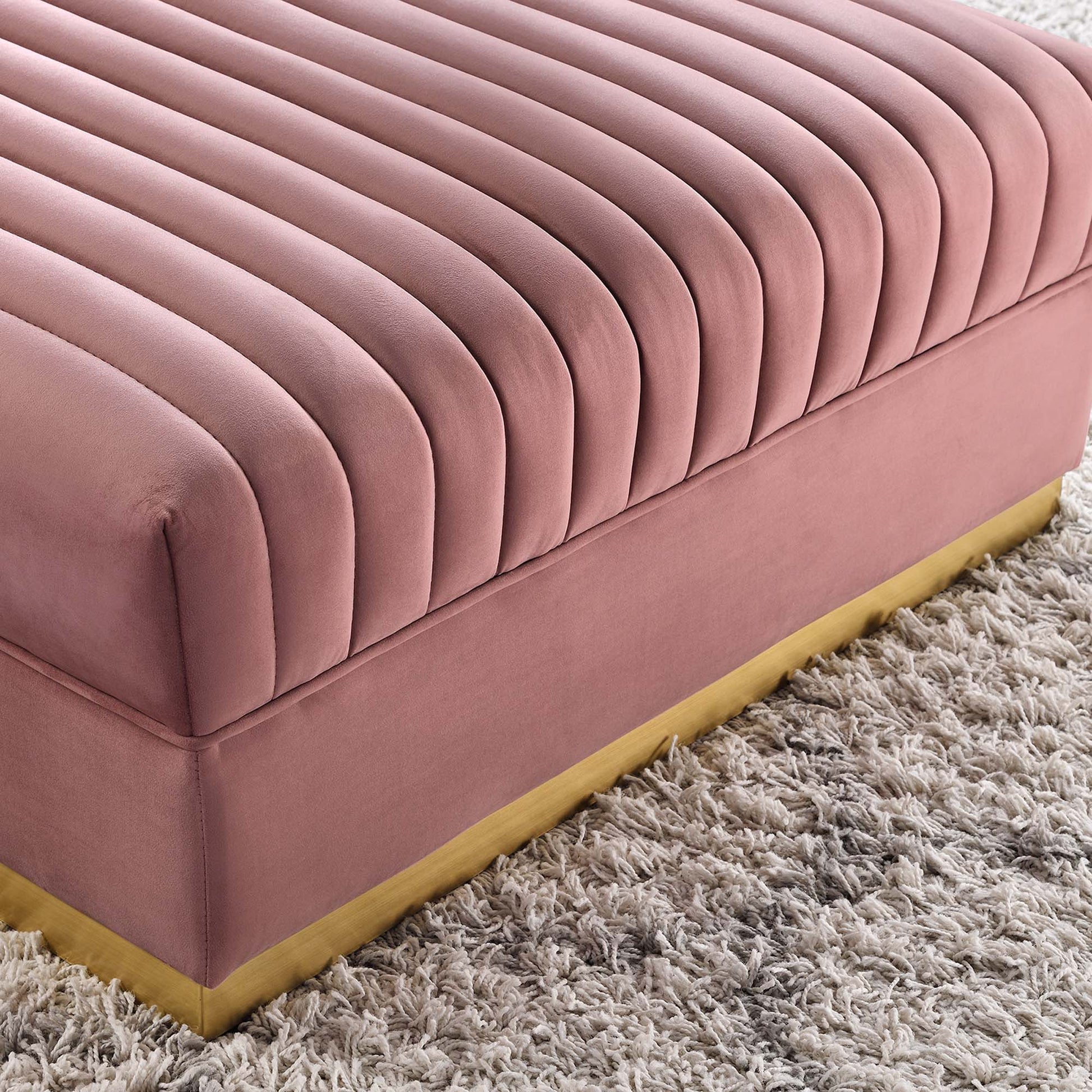 Sanguine Channel Tufted Performance Velvet Modular Sectional sofá Ottoman