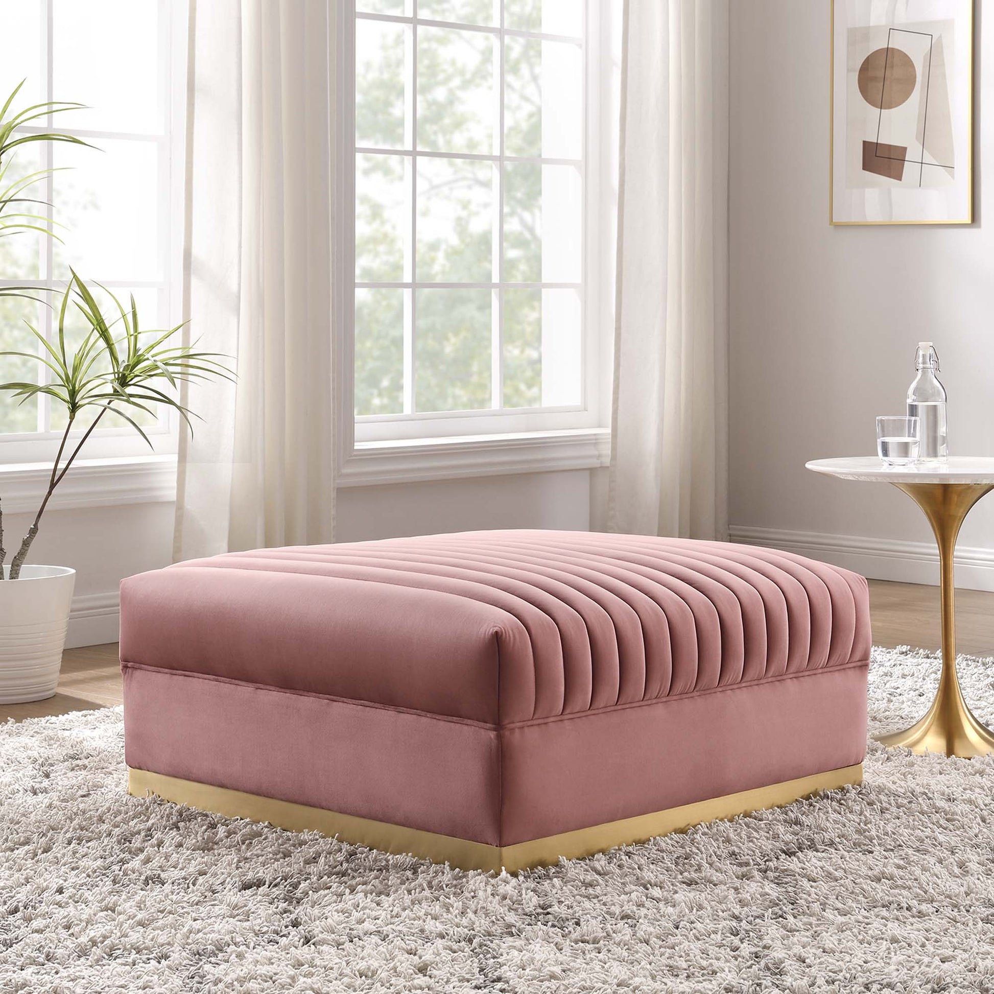 Sanguine Channel Tufted Performance Velvet Modular Sectional sofá Ottoman