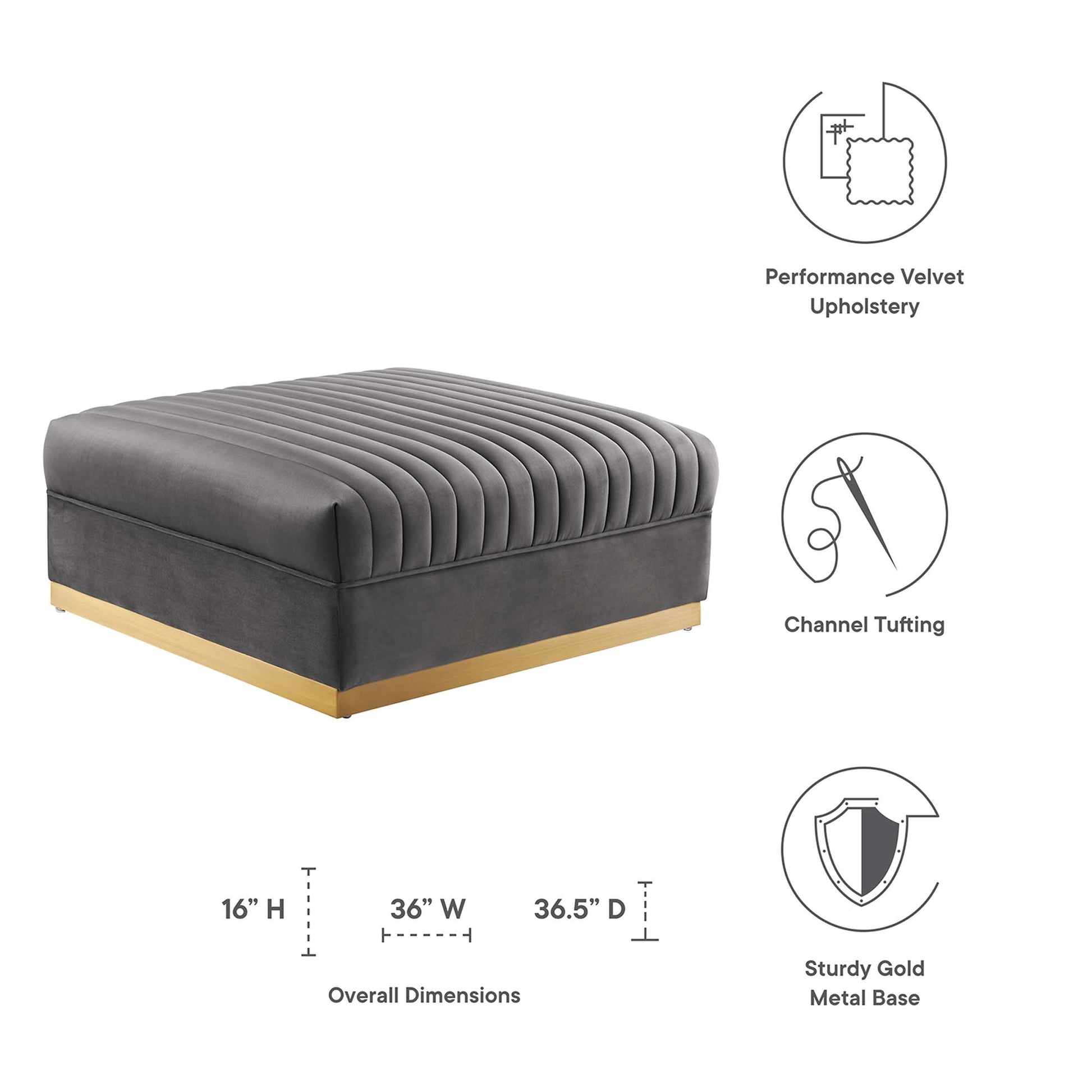 Sanguine Channel Tufted Performance Velvet Modular Sectional sofá Ottoman