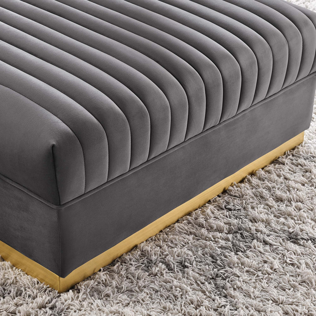 Sanguine Channel Tufted Performance Velvet Modular Sectional sofá Ottoman