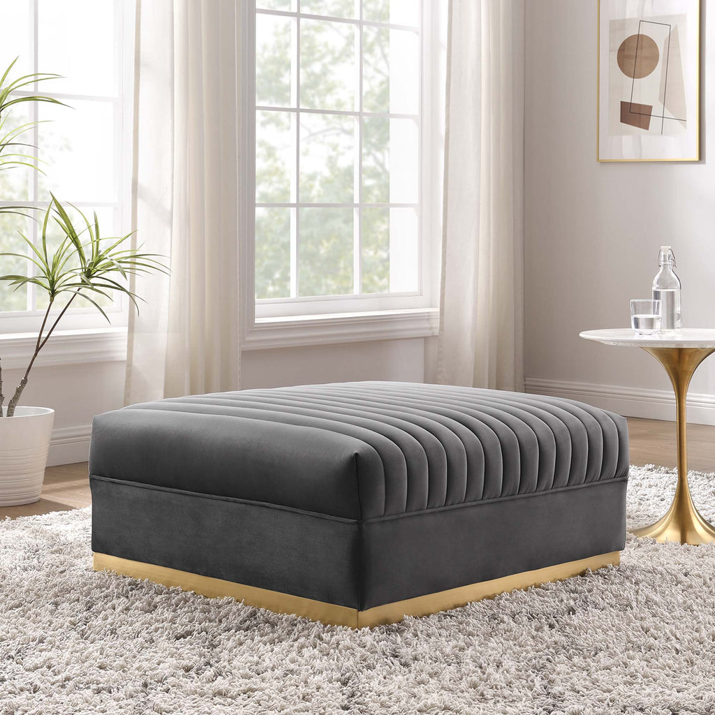 Sanguine Channel Tufted Performance Velvet Modular Sectional sofá Ottoman