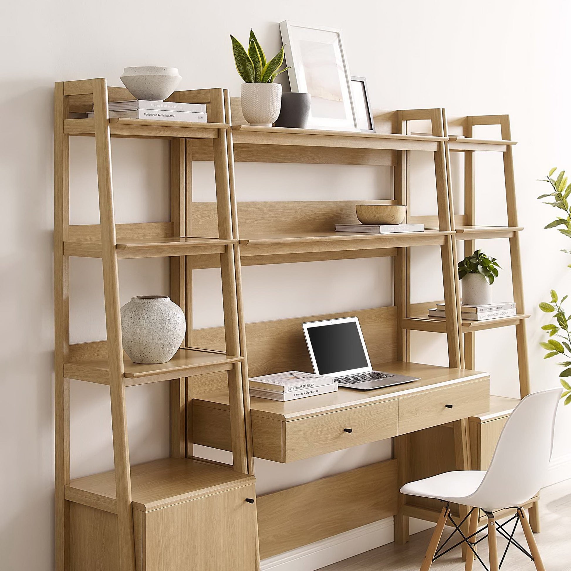 Bixby 3-Piece Wood oficina Desk and Bookshelf