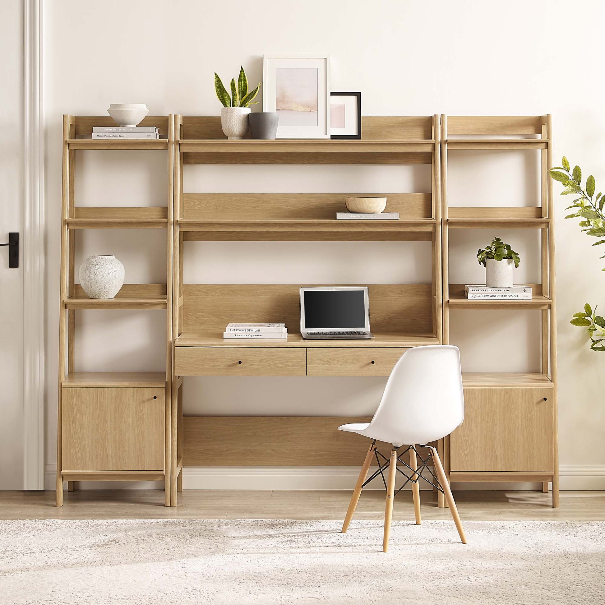 Bixby 3-Piece Wood oficina Desk and Bookshelf