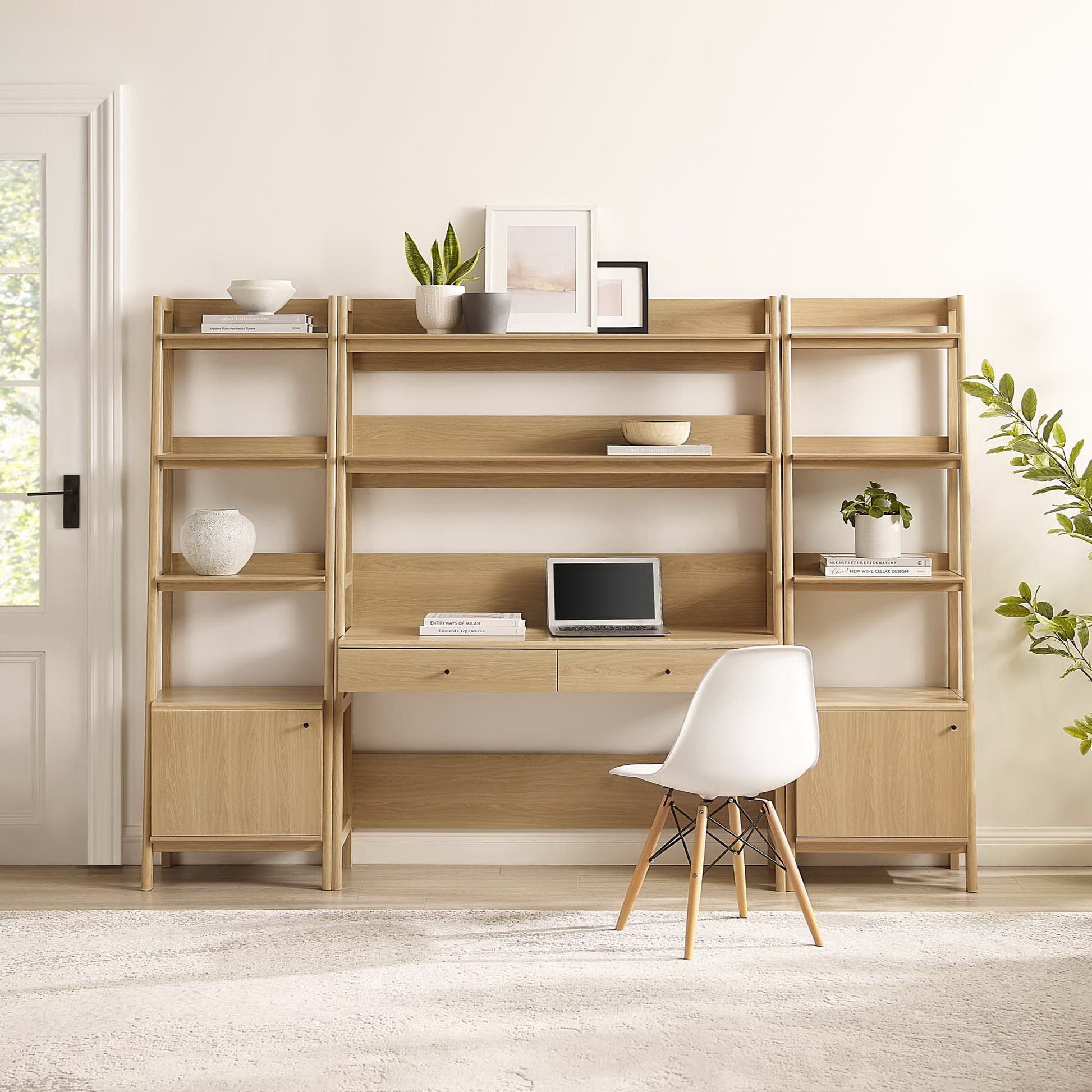 Bixby 3-Piece Wood oficina Desk and Bookshelf