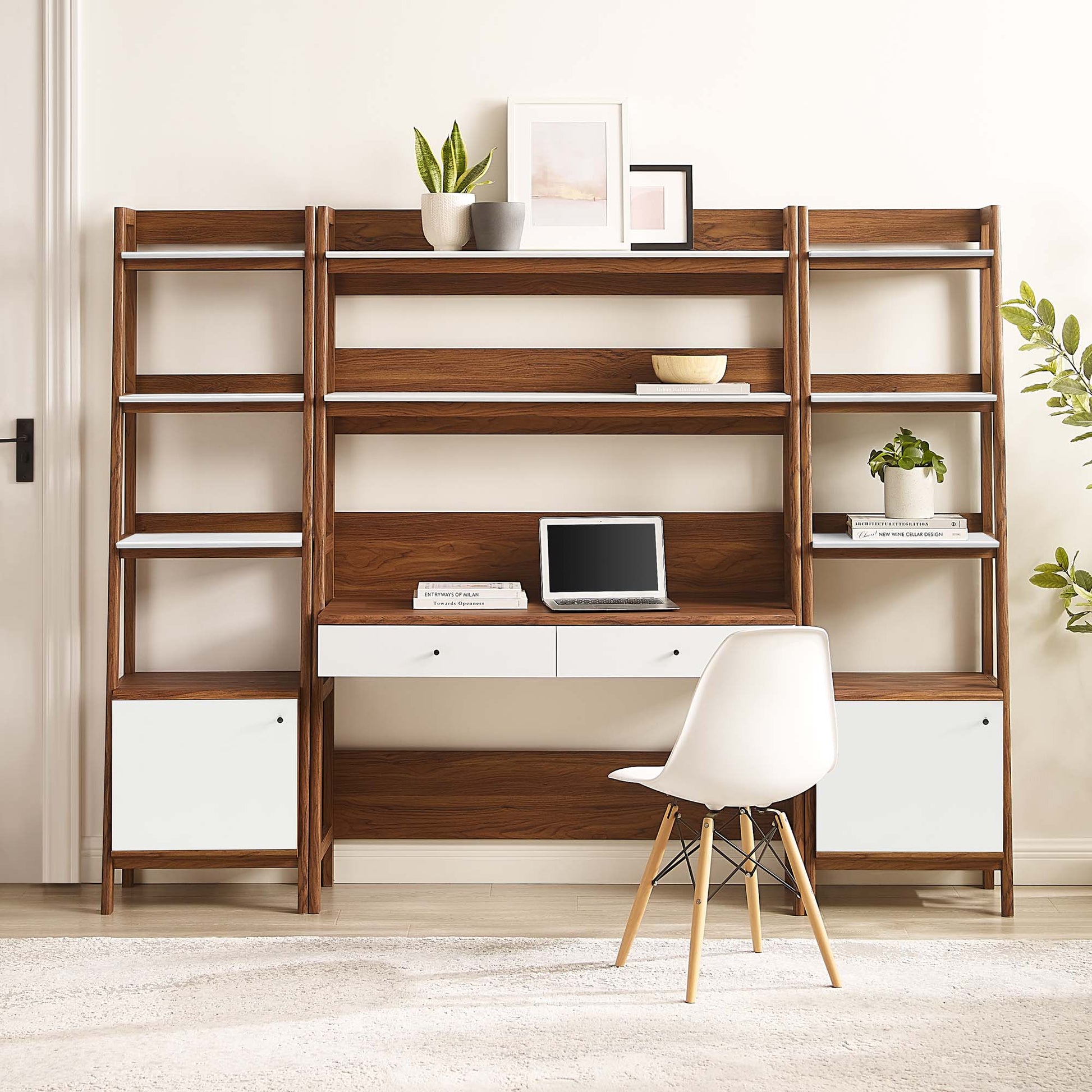 Bixby 3-Piece Wood oficina Desk and Bookshelf