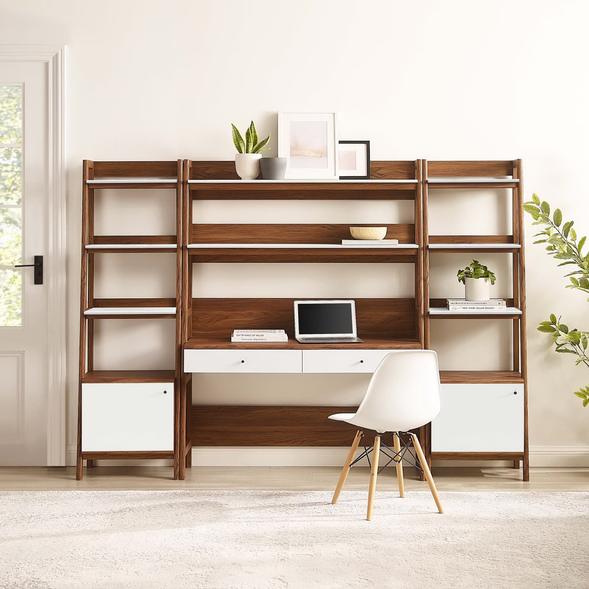 Bixby 3-Piece Wood oficina Desk and Bookshelf