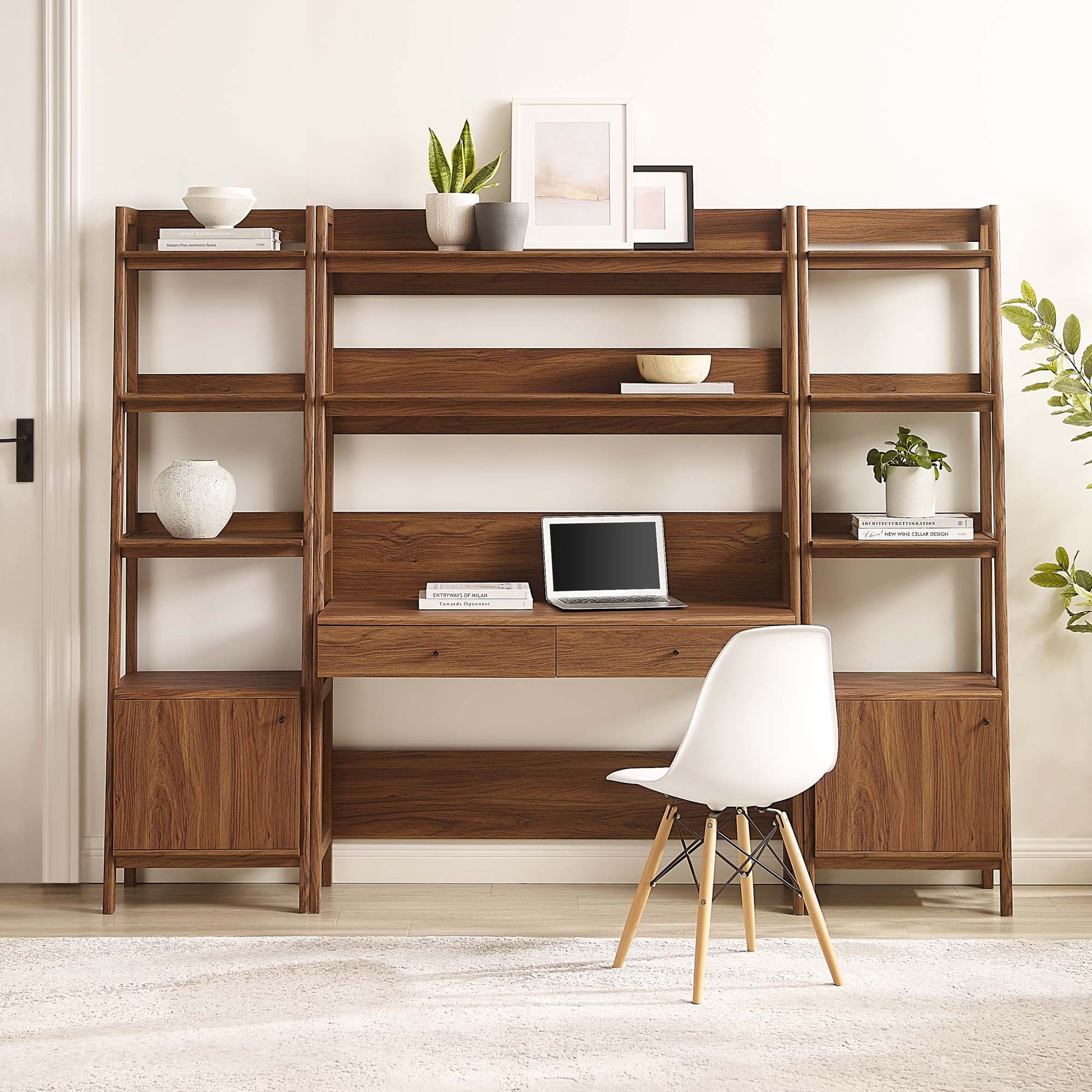 Bixby 3-Piece Wood oficina Desk and Bookshelf