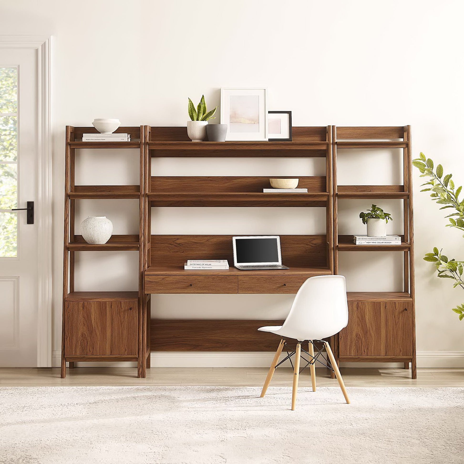 Bixby 3-Piece Wood oficina Desk and Bookshelf