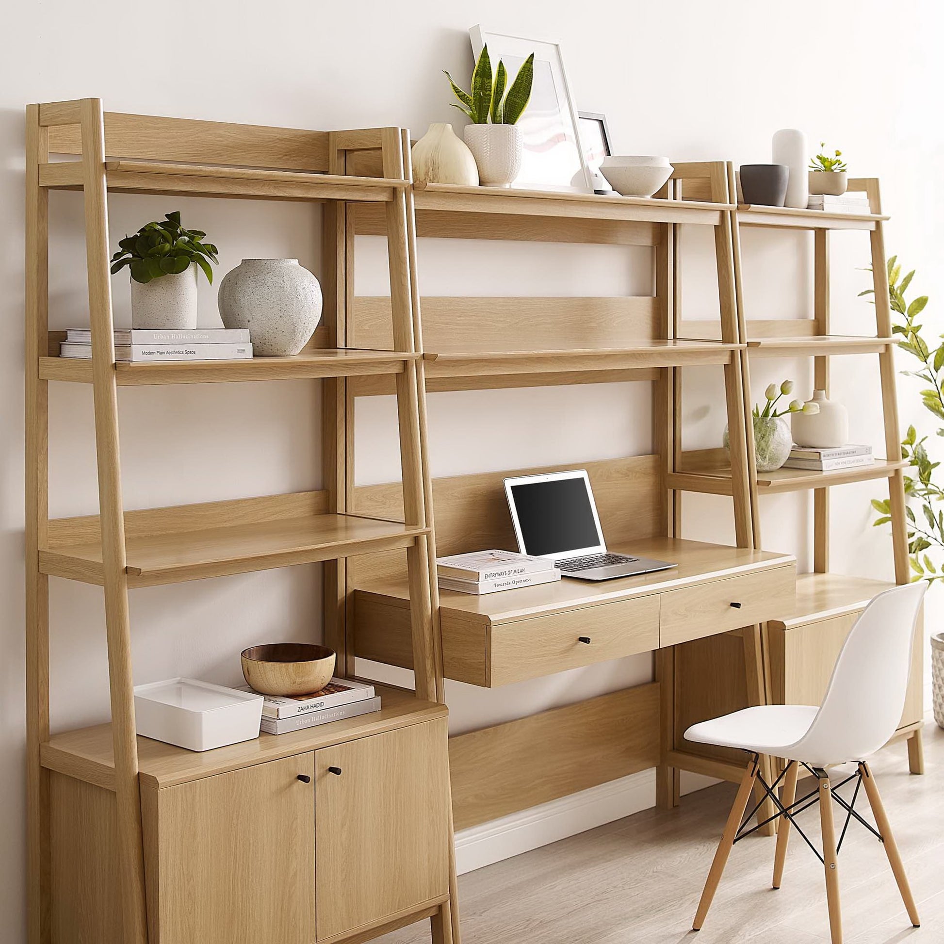 Bixby 3-Piece Wood oficina Desk and Bookshelf
