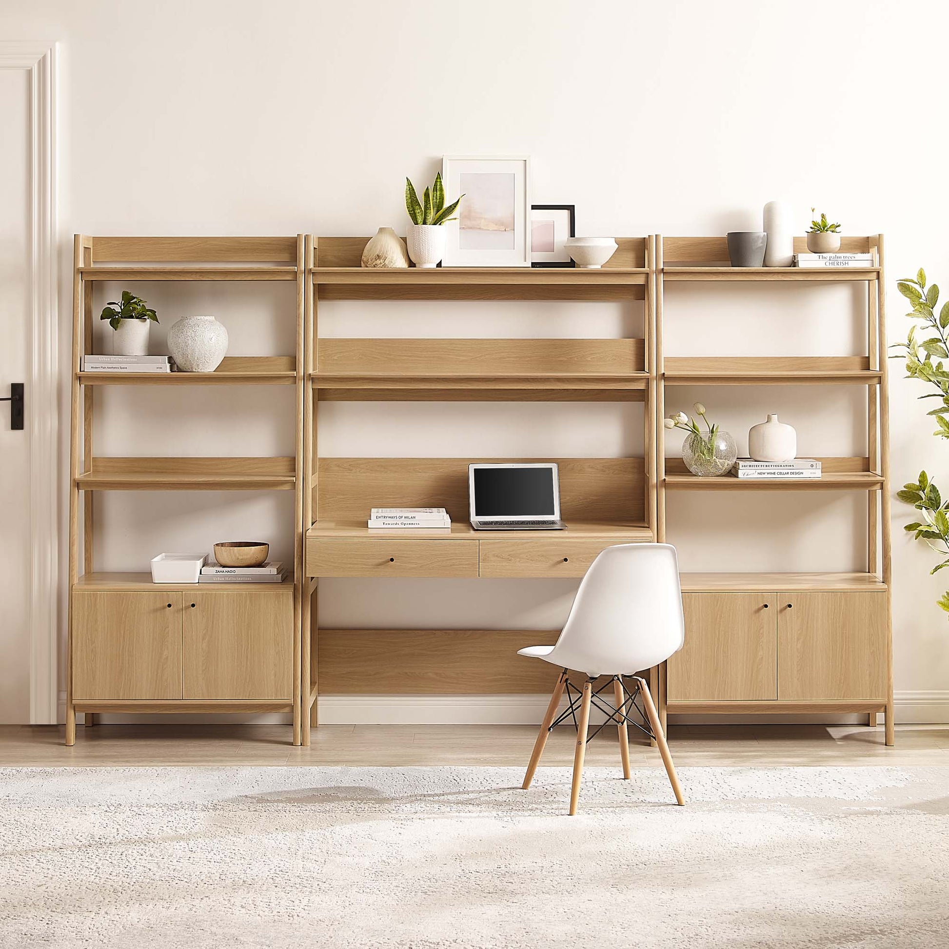 Bixby 3-Piece Wood oficina Desk and Bookshelf