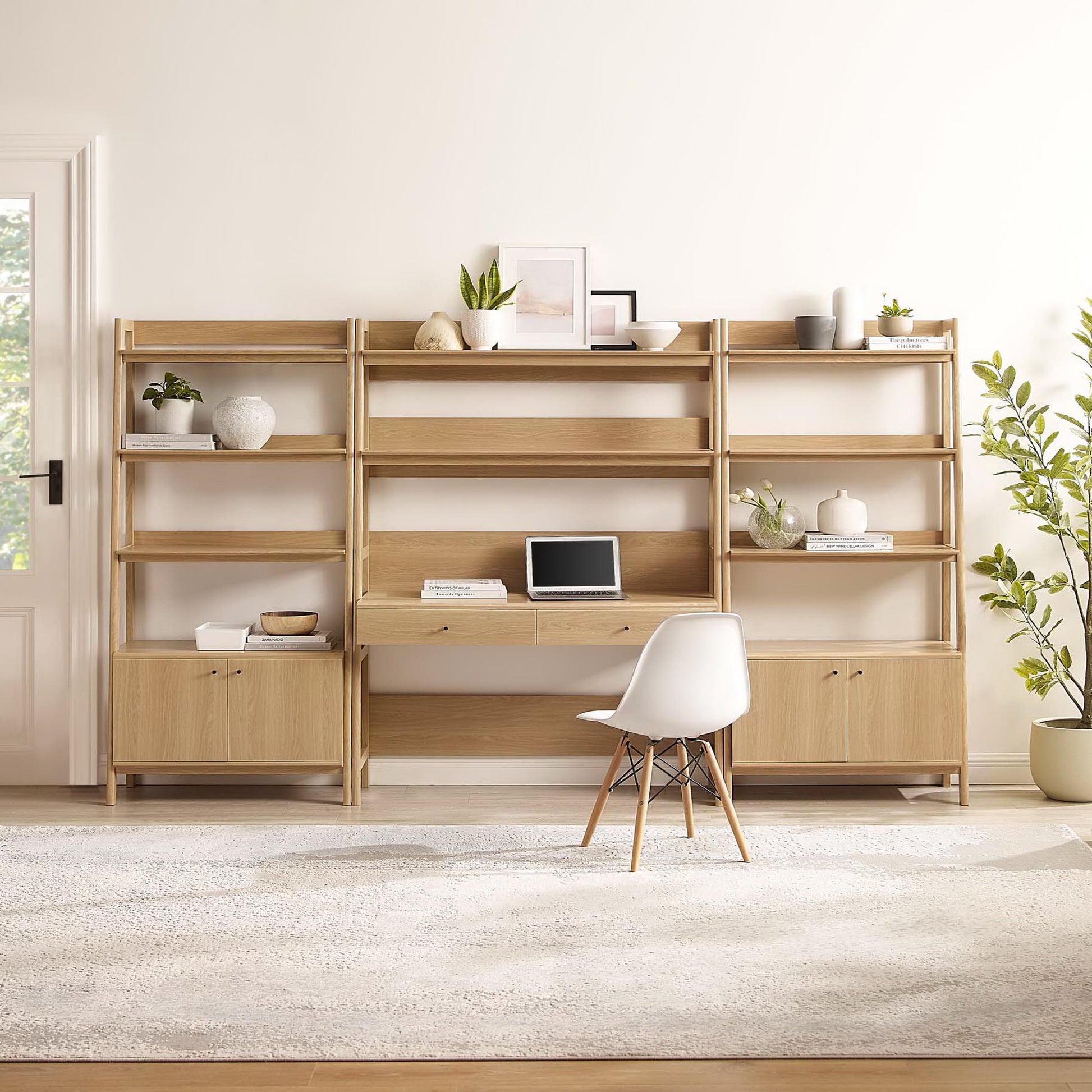 Bixby 3-Piece Wood oficina Desk and Bookshelf