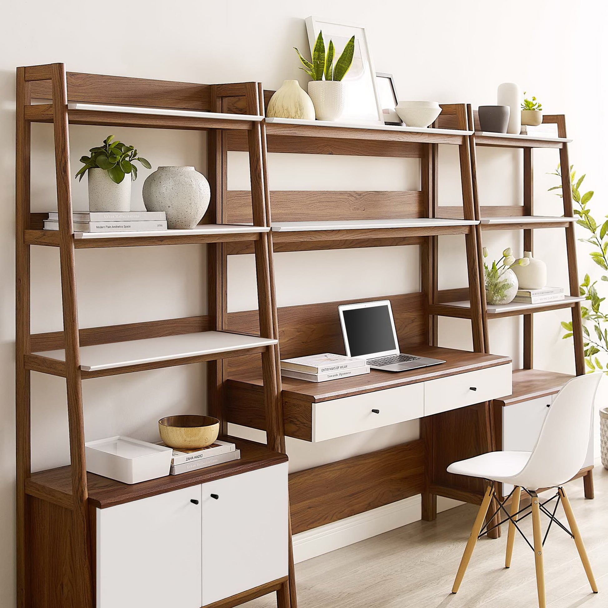 Bixby 3-Piece Wood oficina Desk and Bookshelf