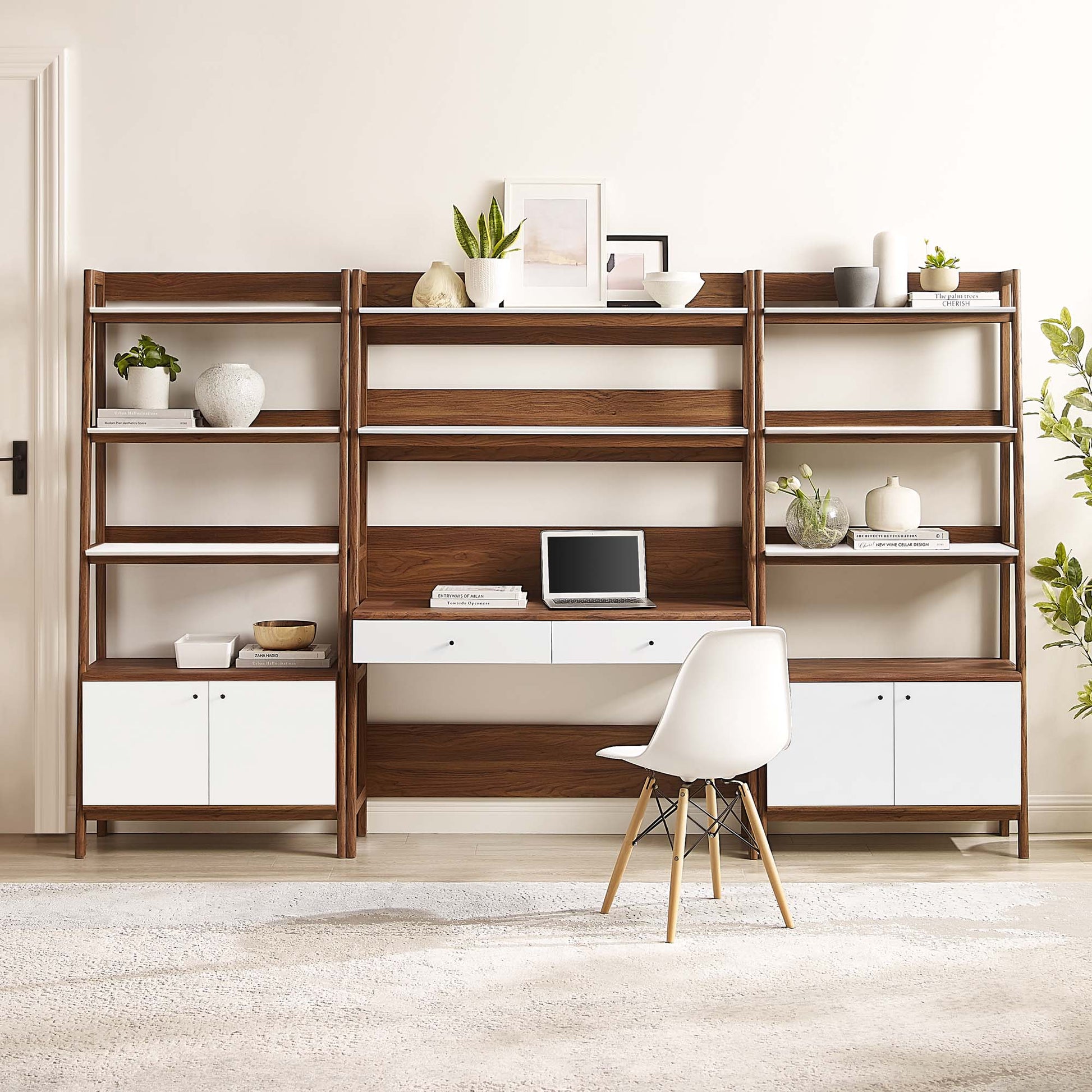 Bixby 3-Piece Wood oficina Desk and Bookshelf