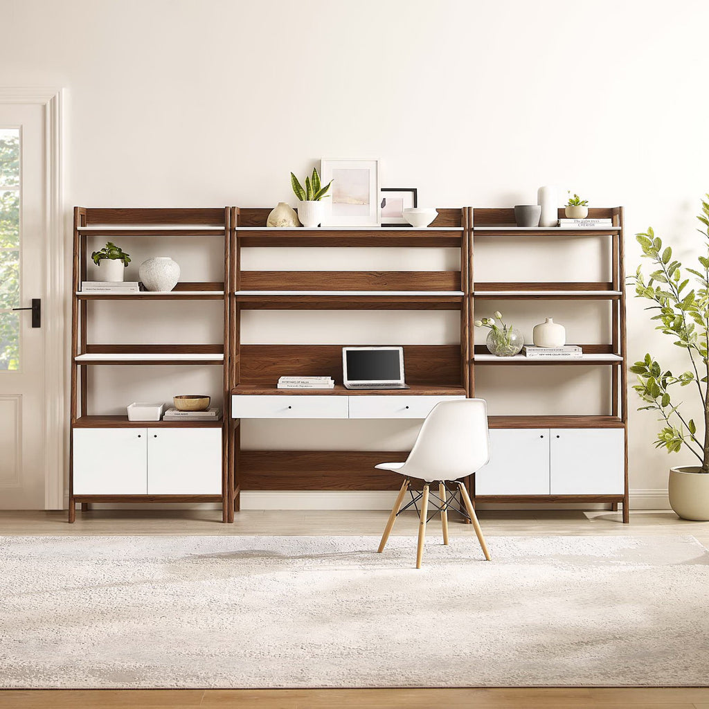 Bixby 3-Piece Wood oficina Desk and Bookshelf