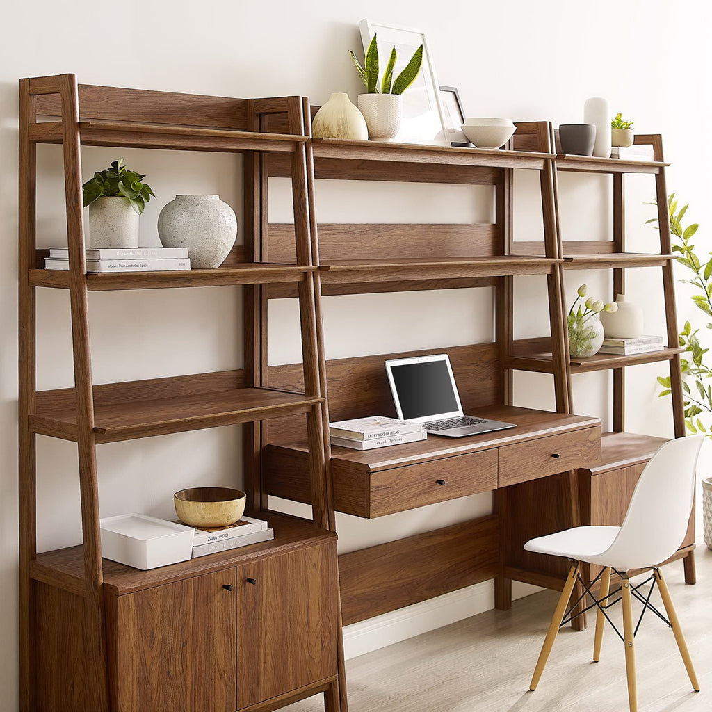 Bixby 3-Piece Wood oficina Desk and Bookshelf