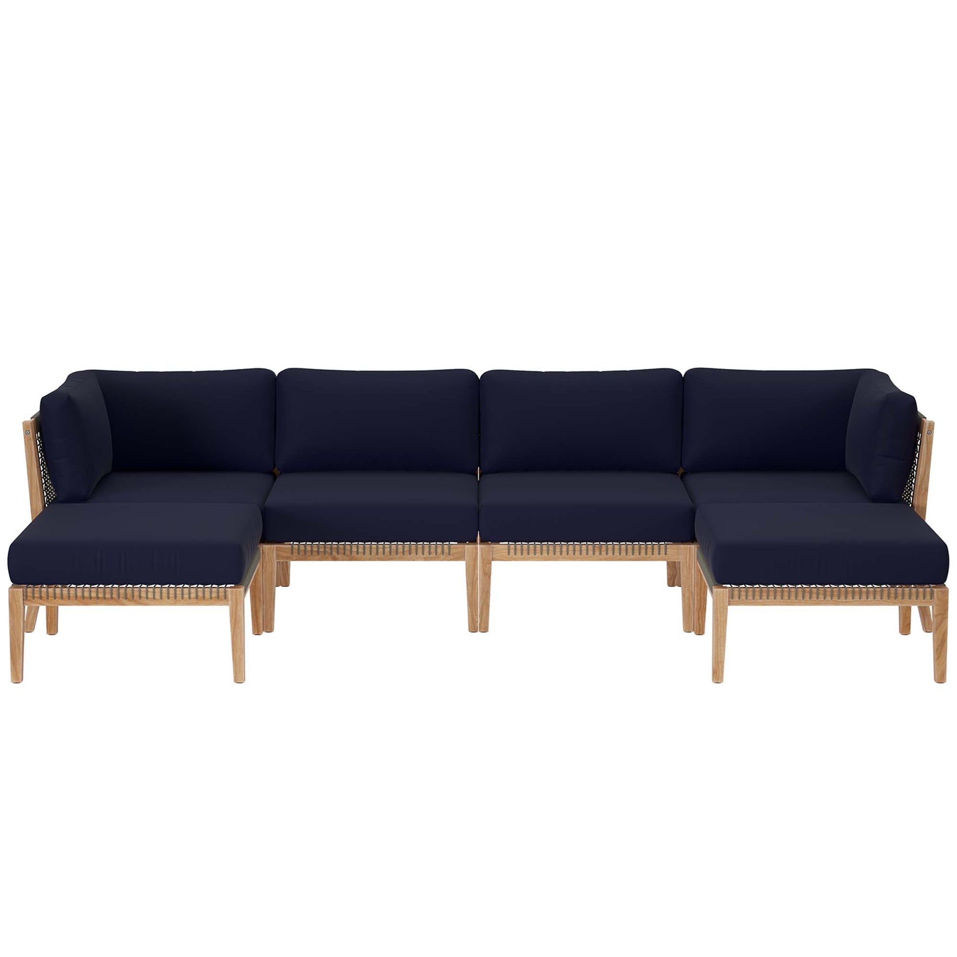 Clearwater 6-Piece Outdoor Patio Teak Wood Sectional sofá