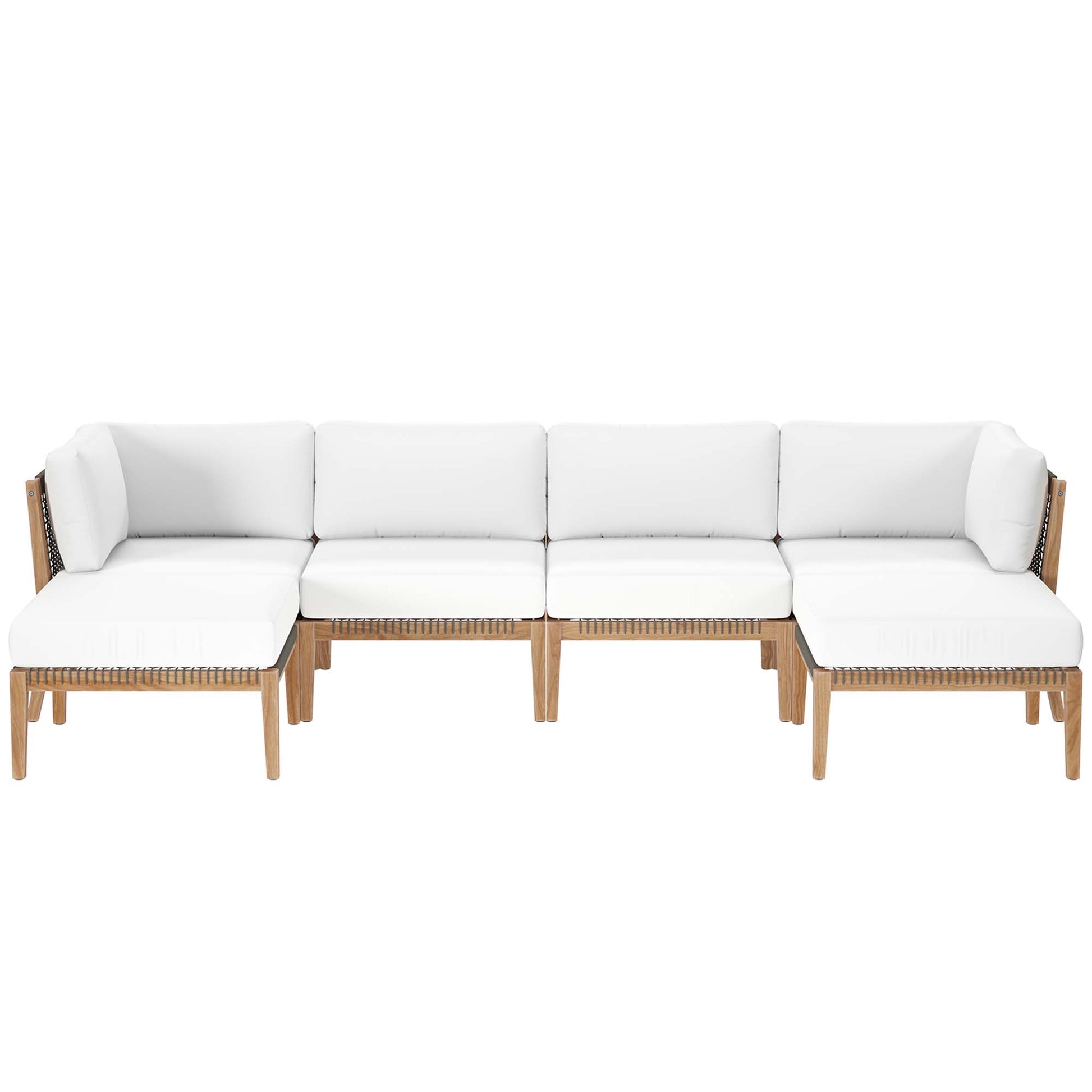 Clearwater 6-Piece Outdoor Patio Teak Wood Sectional sofá