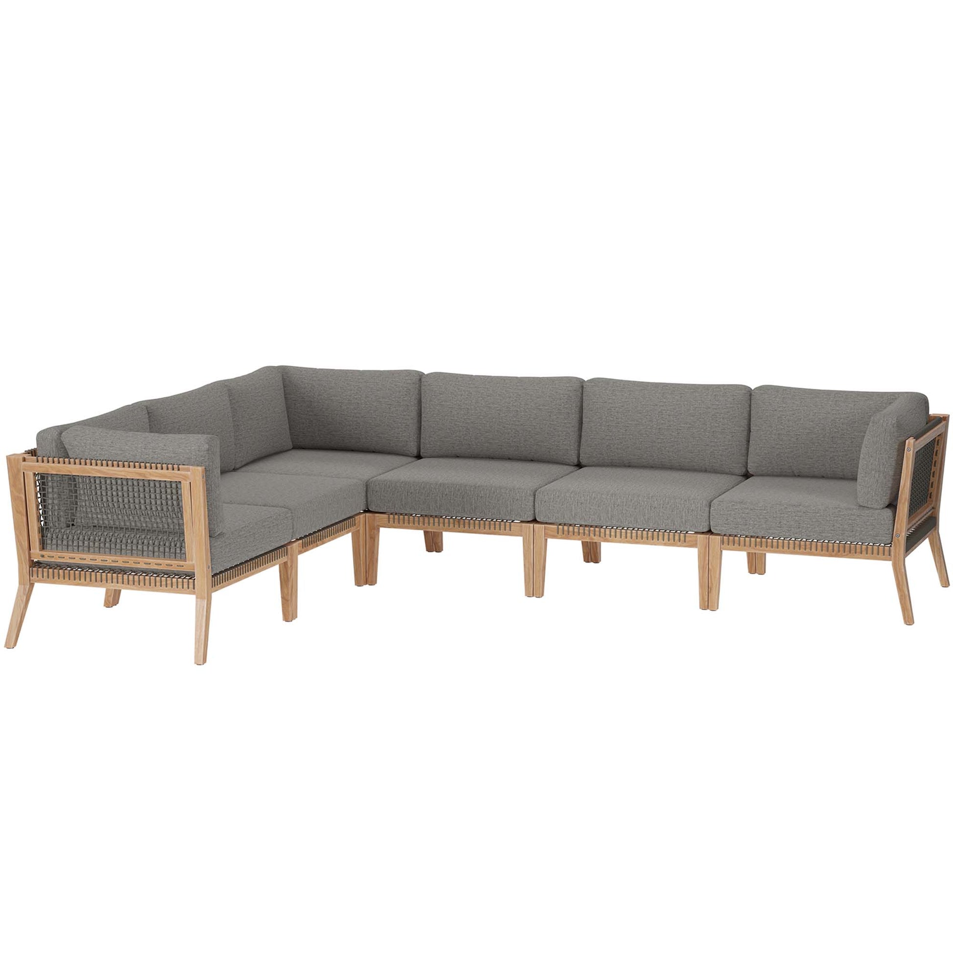 Clearwater 6-Piece Outdoor Patio Teak Wood Sectional sofá
