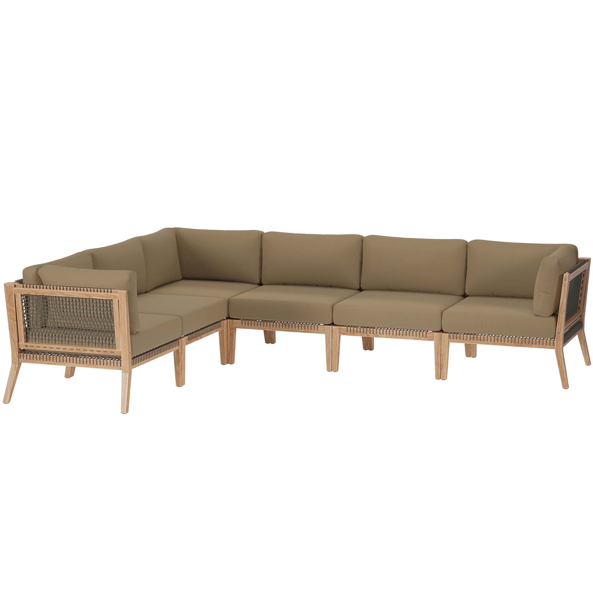 Clearwater 6-Piece Outdoor Patio Teak Wood Sectional sofá