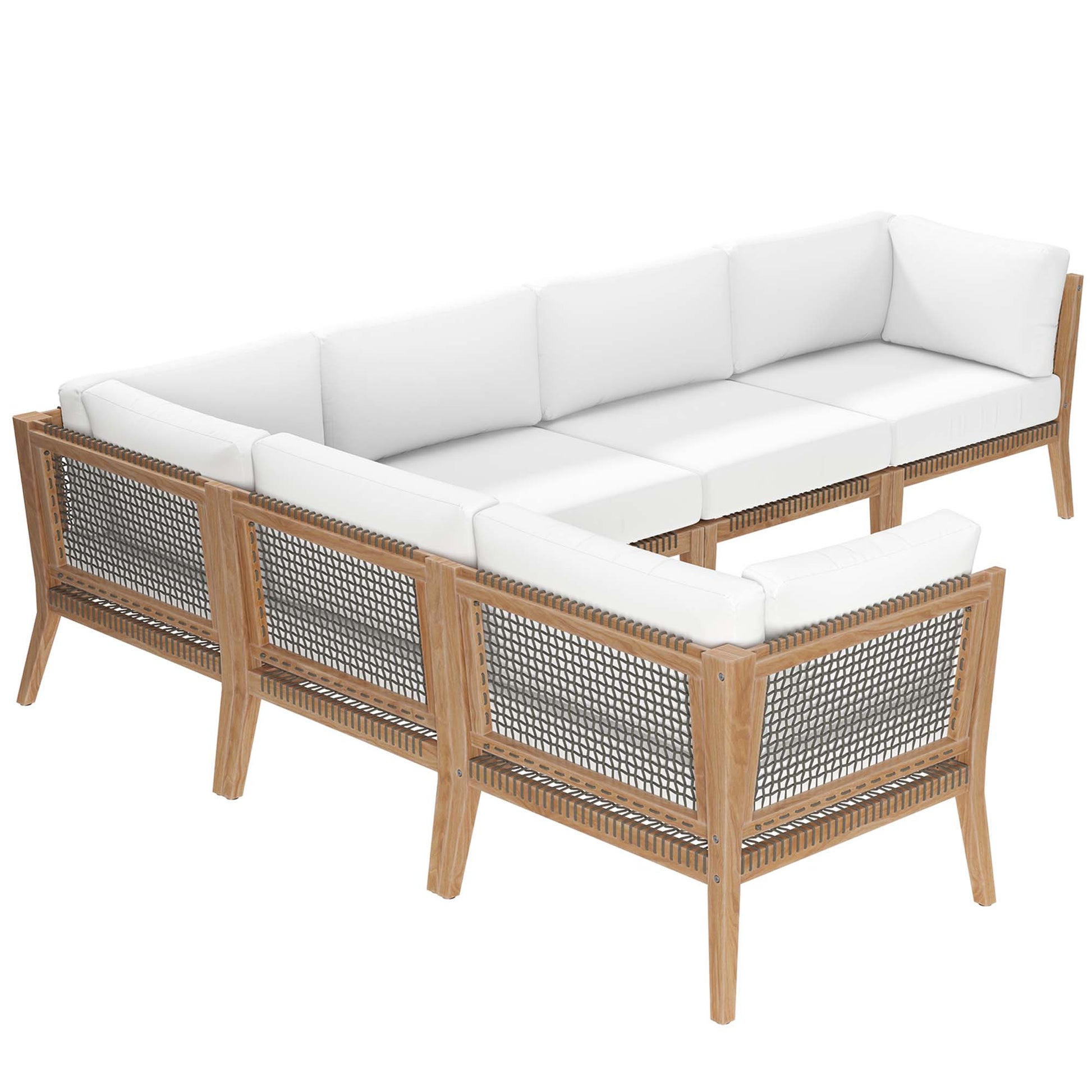 Clearwater 6-Piece Outdoor Patio Teak Wood Sectional sofá