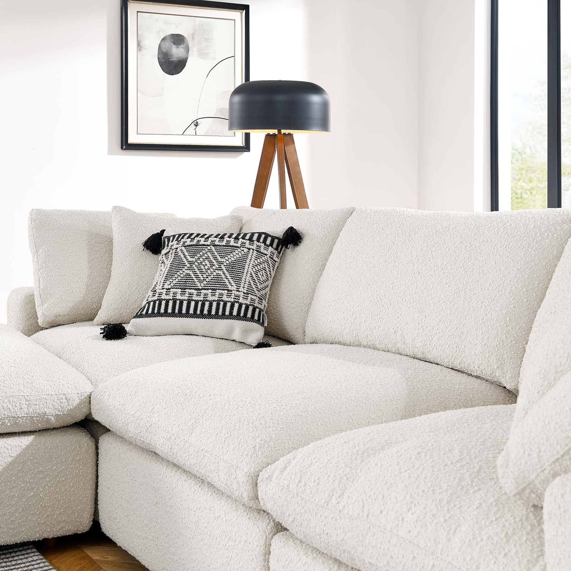 Commix 4-Piece Down Filled Overstuffed Boucle Fabric Sectional sofá