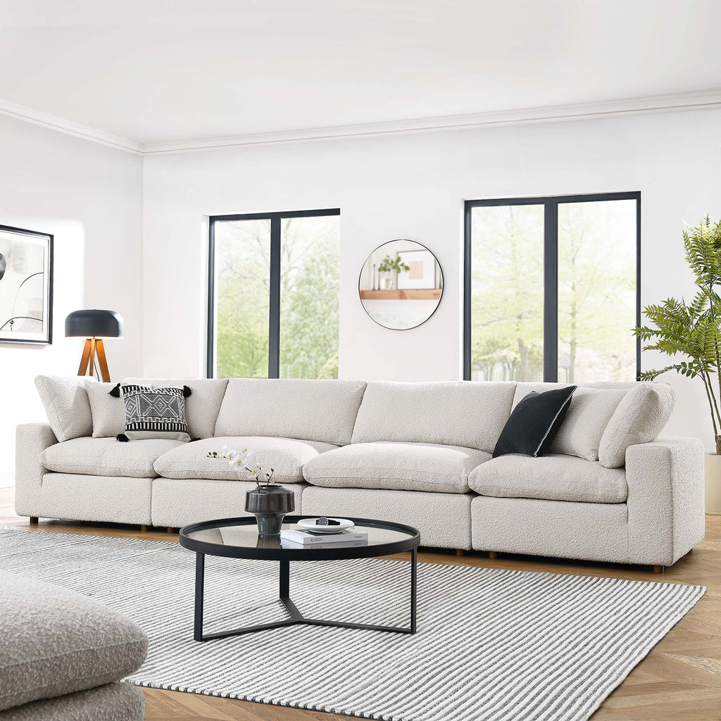 Commix Down Filled Overstuffed Boucle Fabric 4-Seater sofá