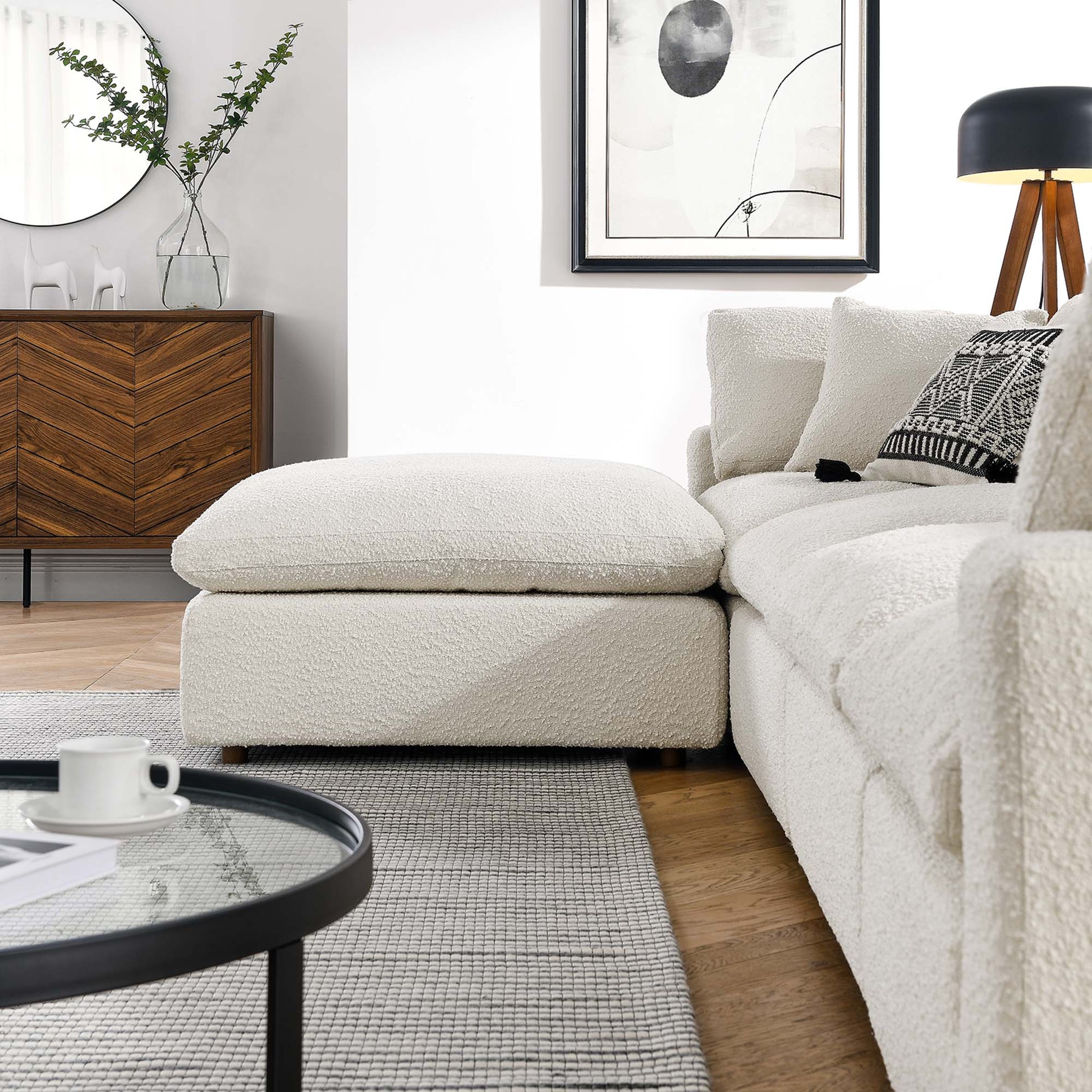 Commix 5-Piece Down Filled Overstuffed Boucle Fabric Sectional sofá