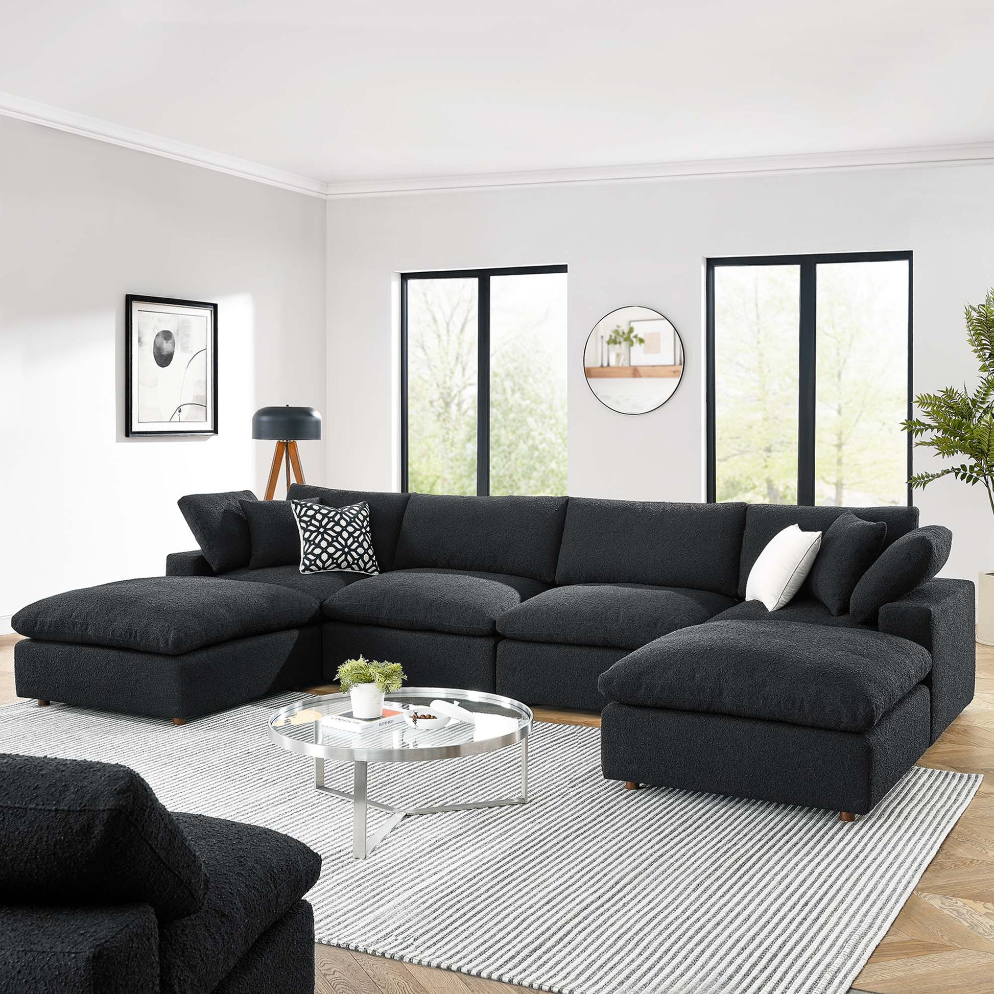 Commix 6-Piece Down Filled Overstuffed Boucle Sectional sofá