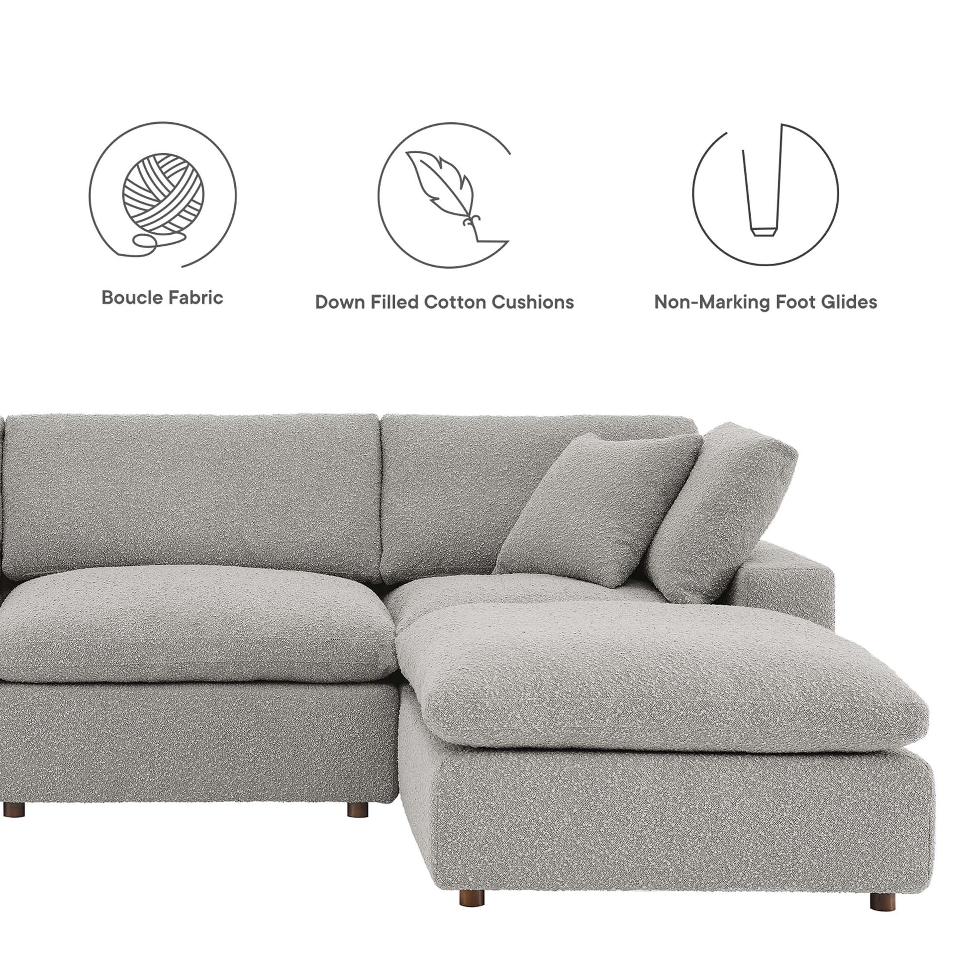 Commix 6-Piece Down Filled Overstuffed Boucle Sectional sofá