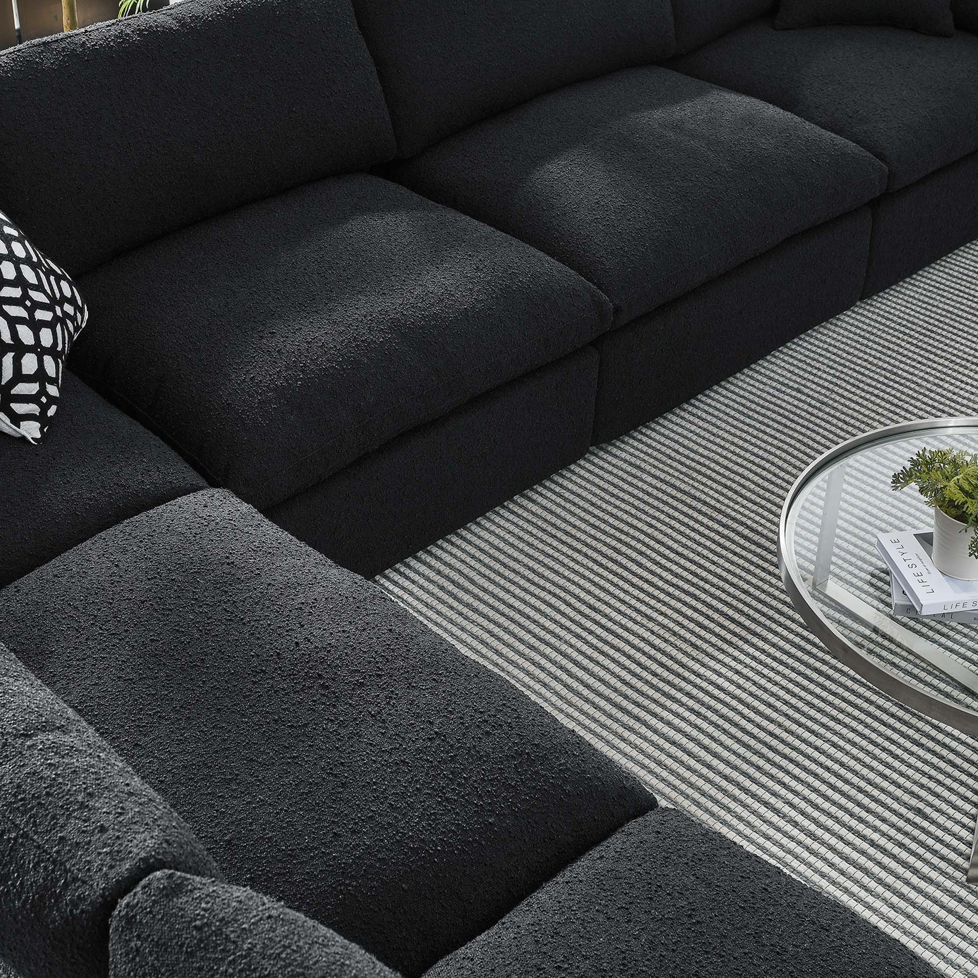 Commix 6-Piece Down Filled Overstuffed Boucle Fabric Sectional sofá