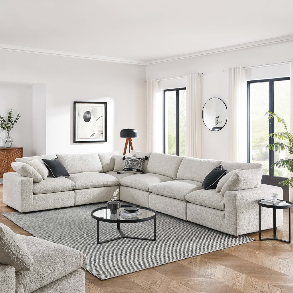 Commix 6-Piece Down Filled Overstuffed Boucle Fabric Sectional sofá