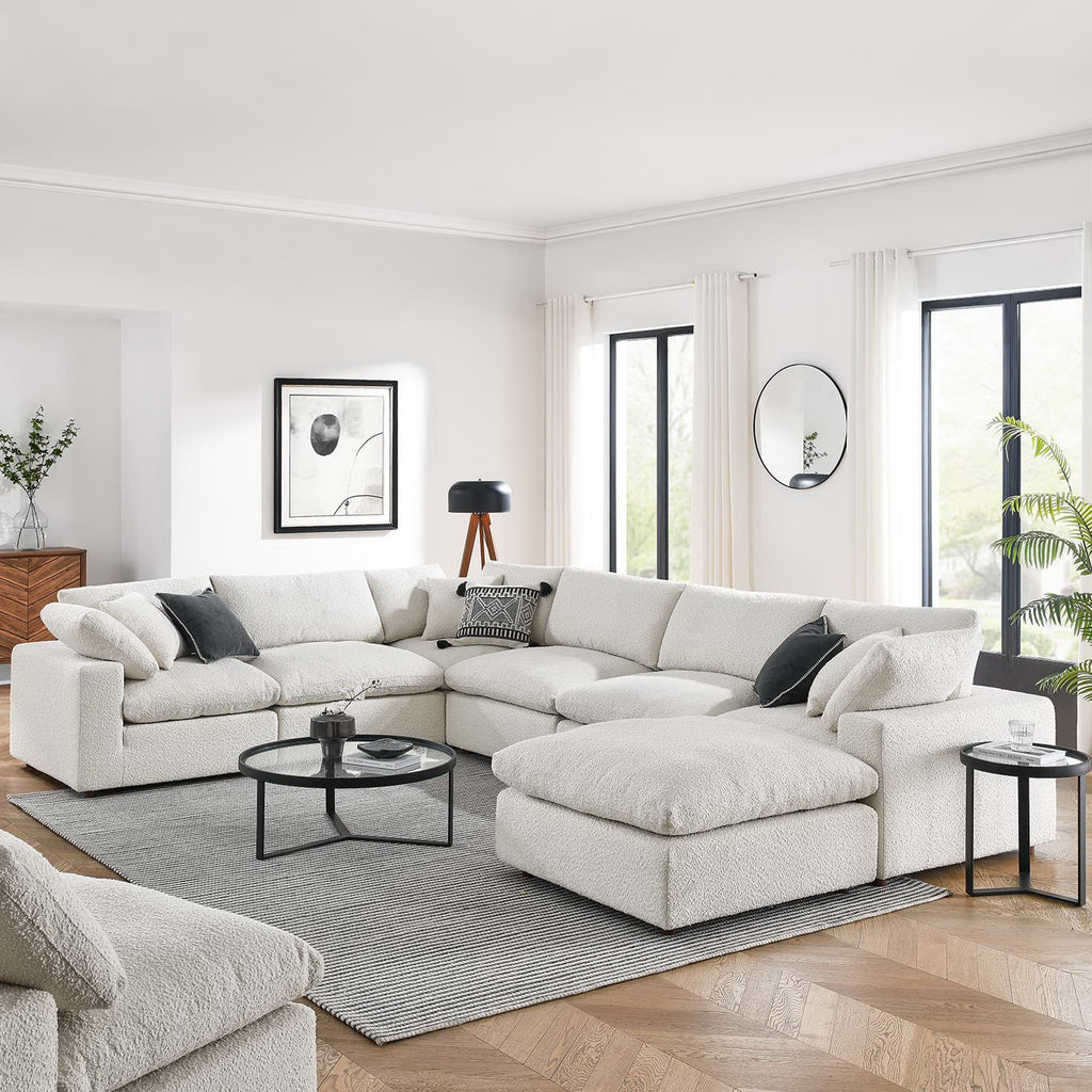 Commix 7-Piece Down Filled Overstuffed Boucle Sectional sofá