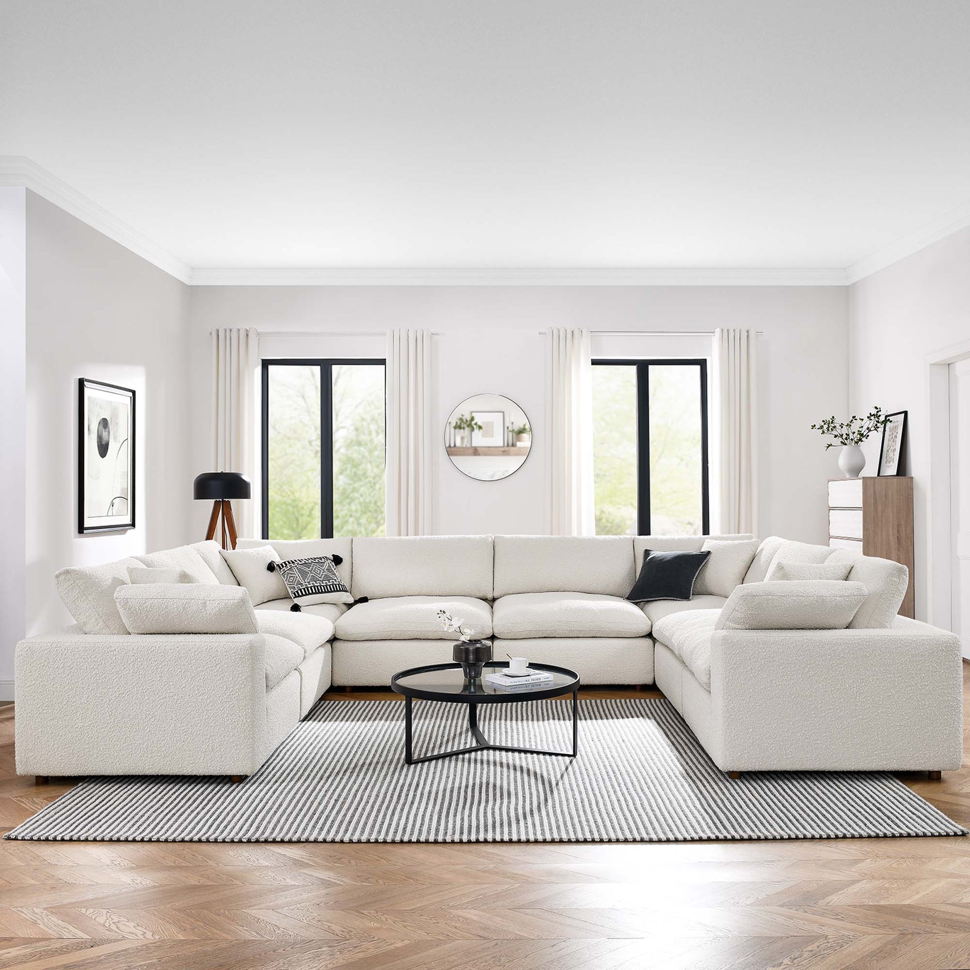 Commix 8-Piece Down Filled Overstuffed Boucle Fabric Sectional sofá