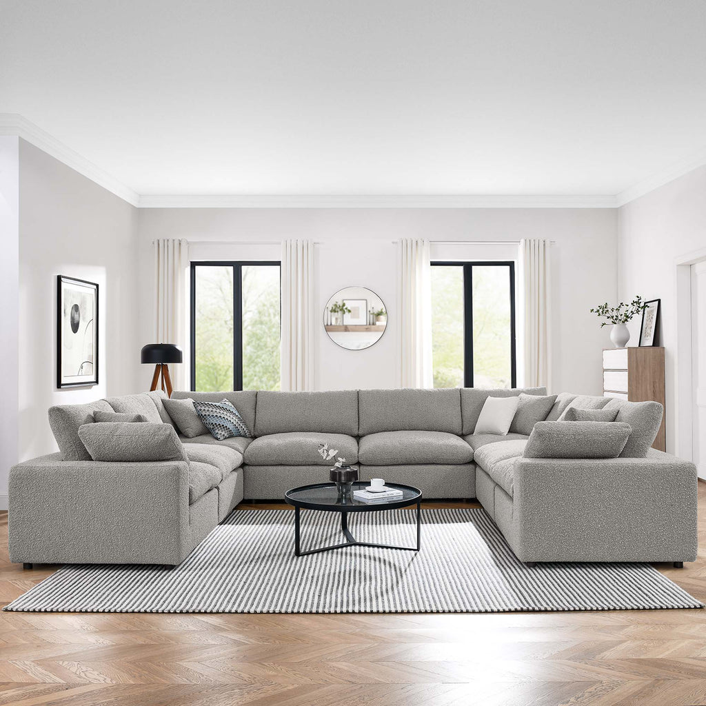 Commix 8-Piece Down Filled Overstuffed Boucle Fabric Sectional sofá