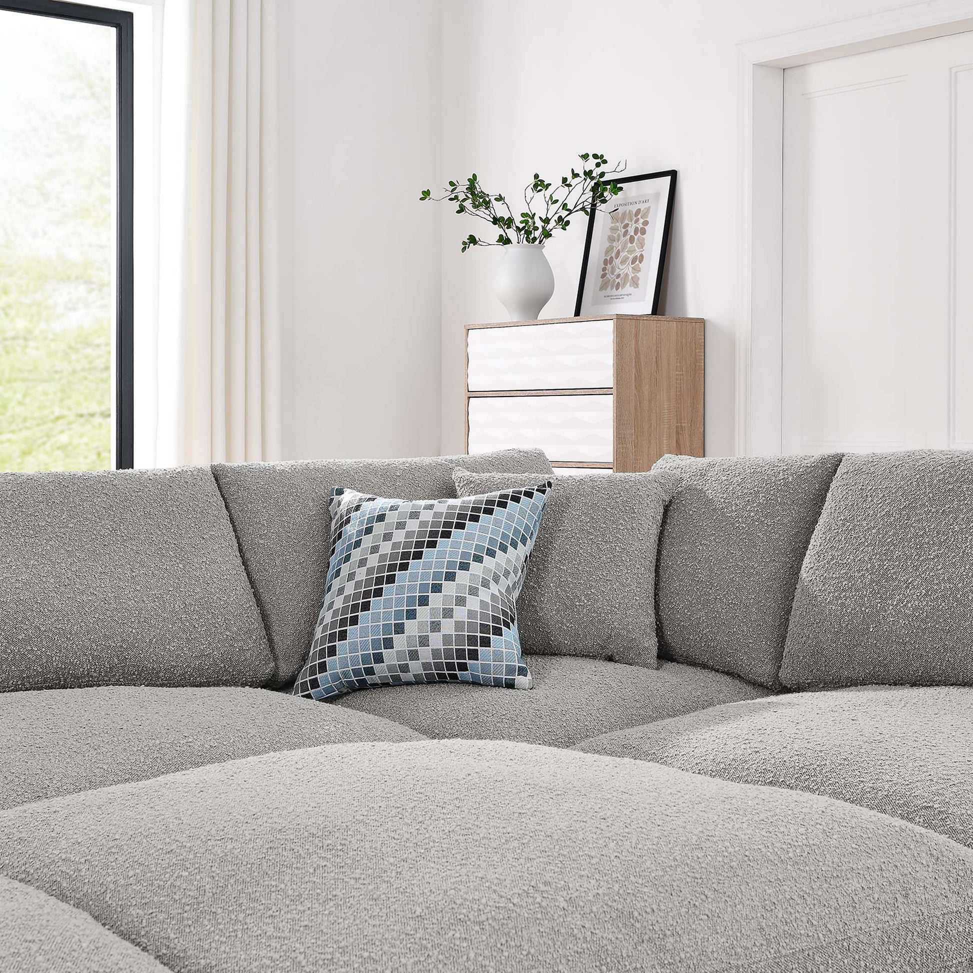 Commix 6-Piece Down Filled Overstuffed Boucle Fabric Sectional sofá