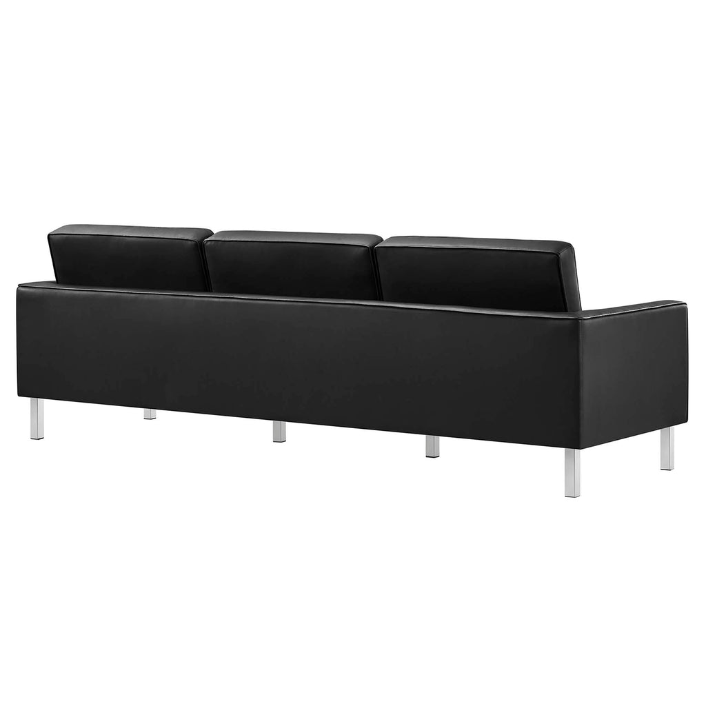 Loft Tufted Vegan Leather sofá and Ottoman Set